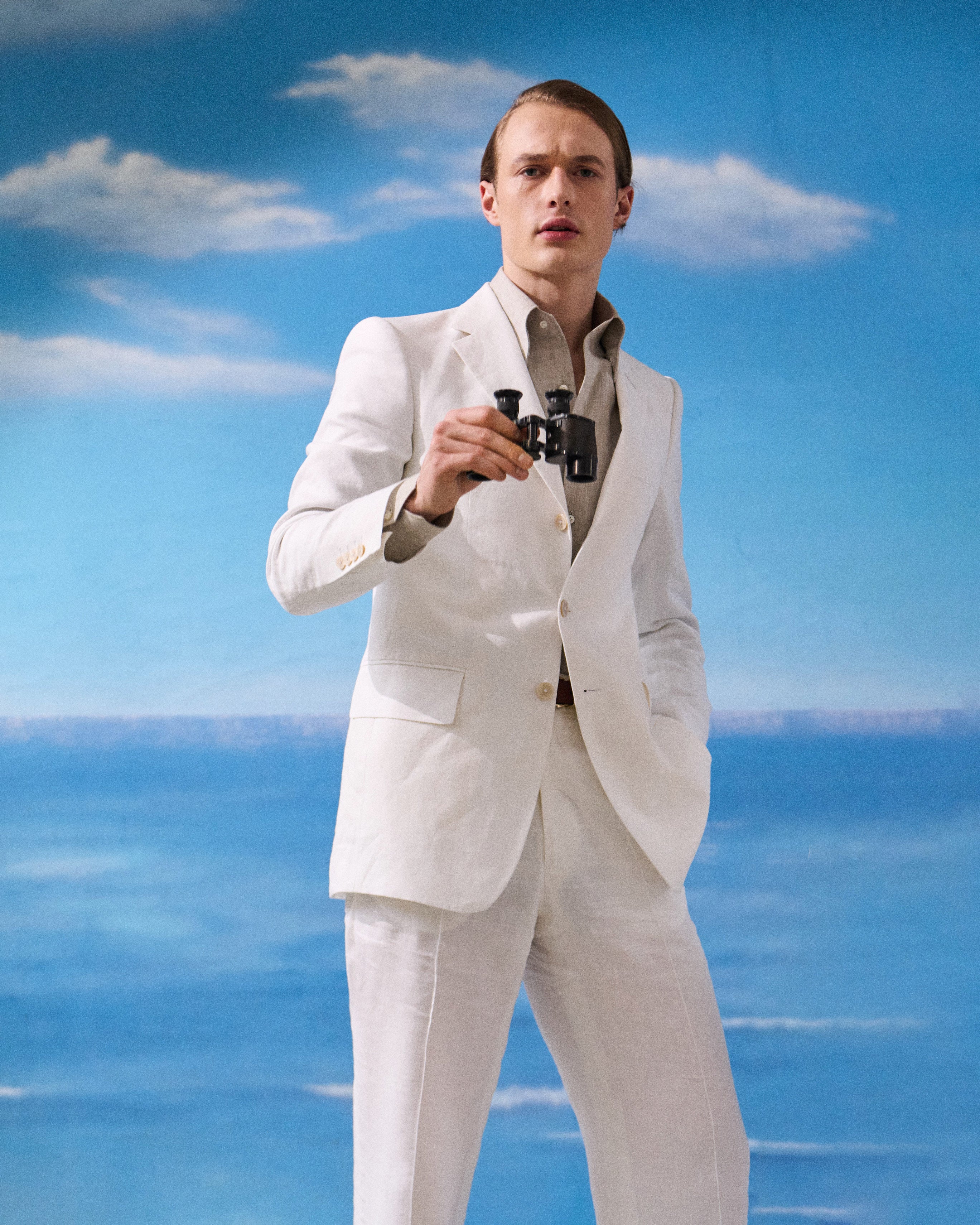 Hemd - Beiges Leinen Hidden-Button-Down
