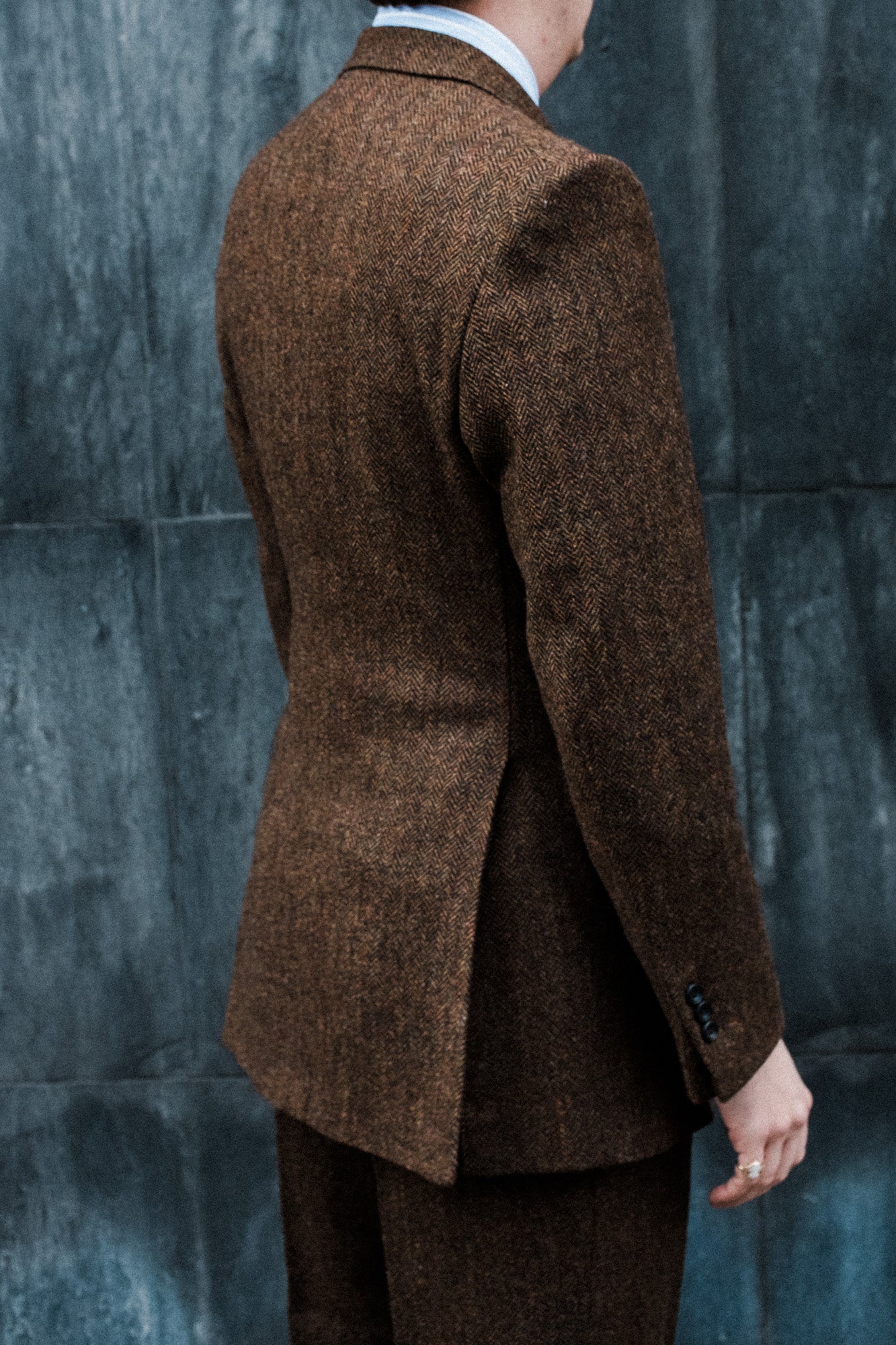 Anzug - Braun-schwarzer Herringbone-Tweed