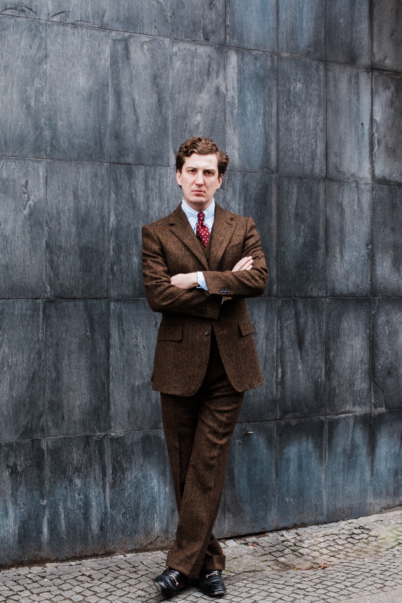 Anzug - Braun-schwarzer Herringbone-Tweed