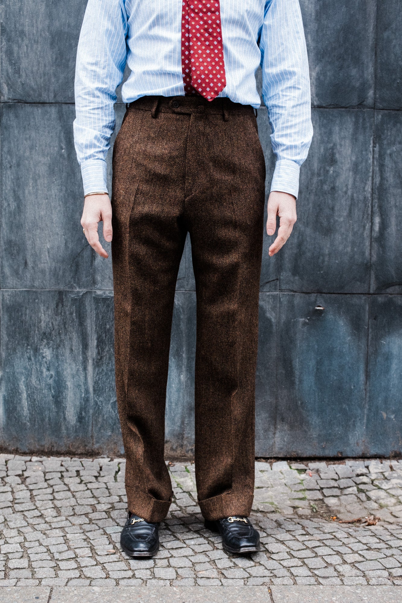 Anzug - Braun-schwarzer Herringbone-Tweed