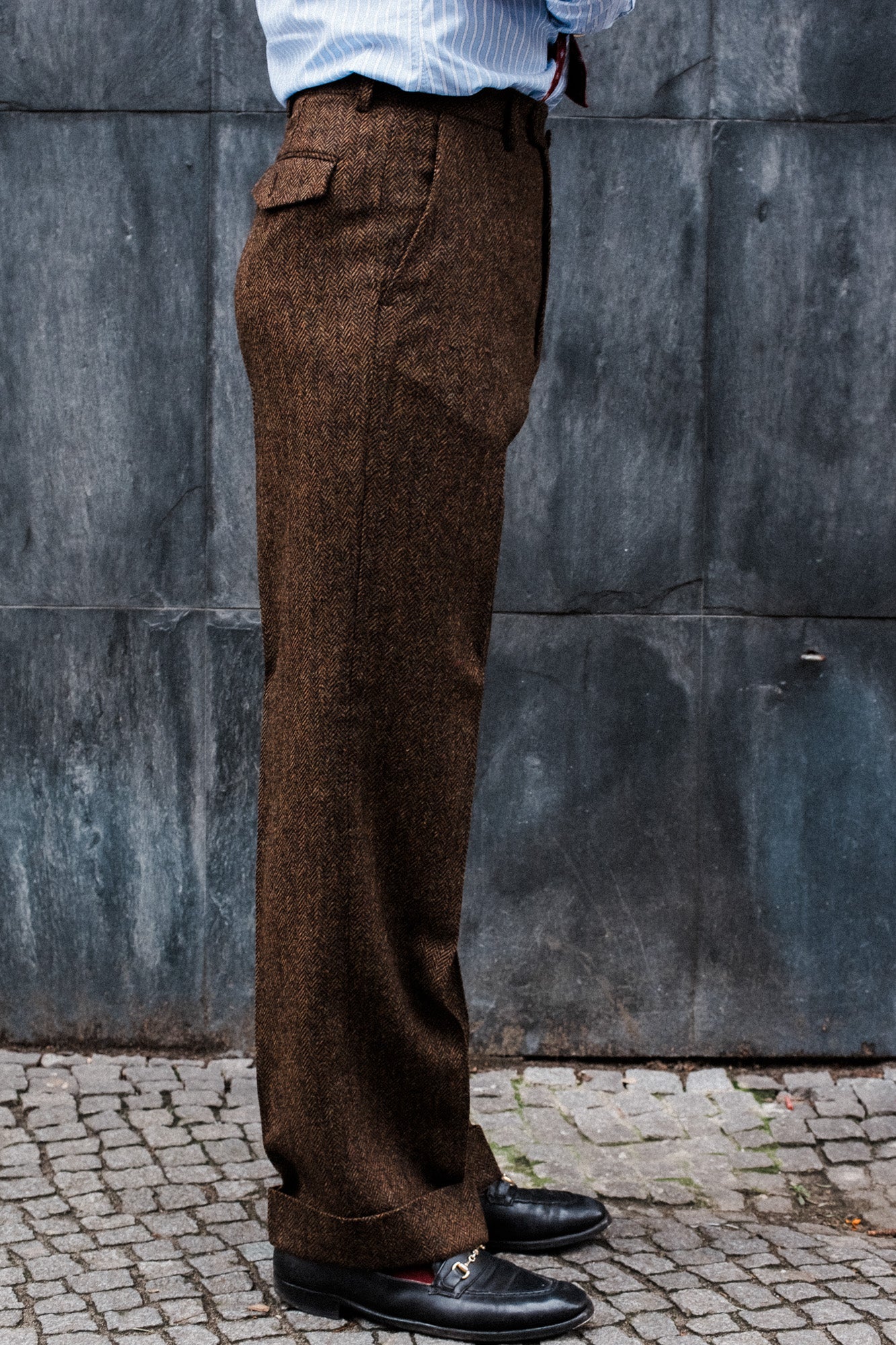 Anzug - Braun-schwarzer Herringbone-Tweed