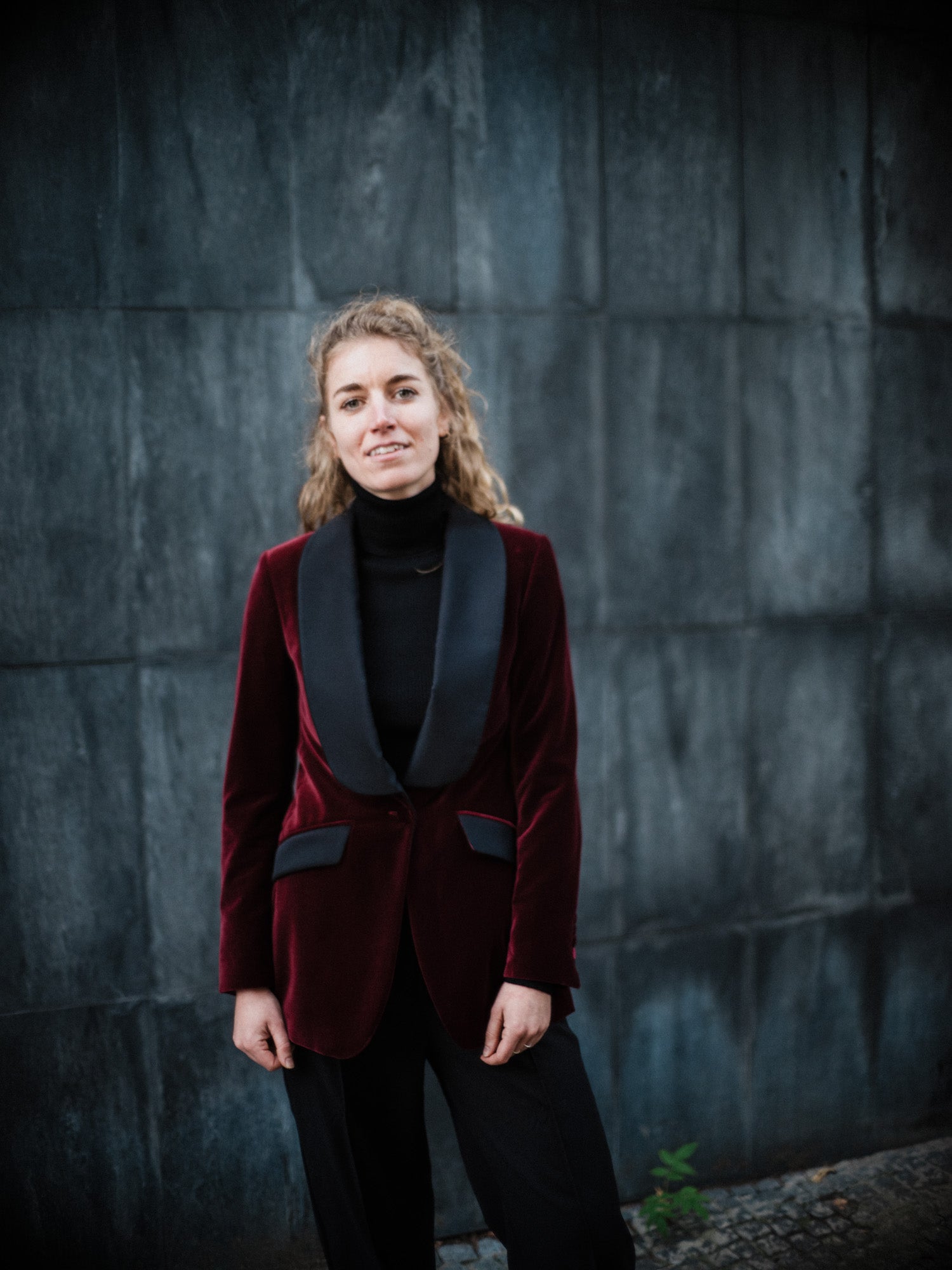 Smokingkombination - Burgunder Samt & Wolle-Mohair-Mischung