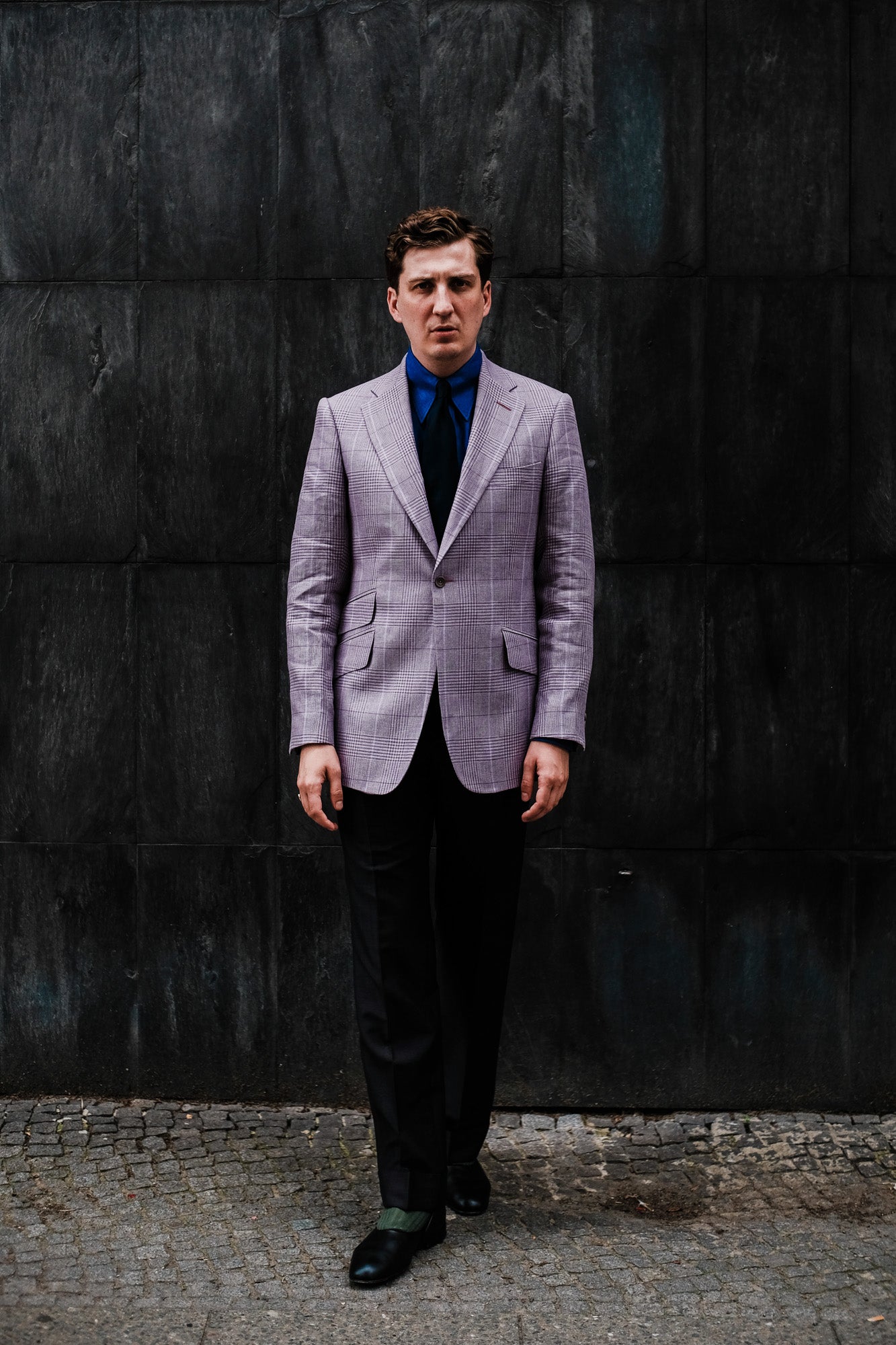 Jacket - Lilac-purple-pink checked linen by Maison Hellard (exclusive Flamant Rose)