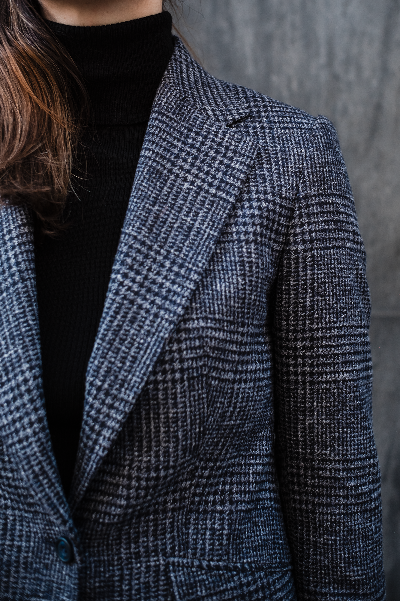 Jacke - Blaue Wolle-Leinen-Baumwolle-Alpaca Mischung von Ferla