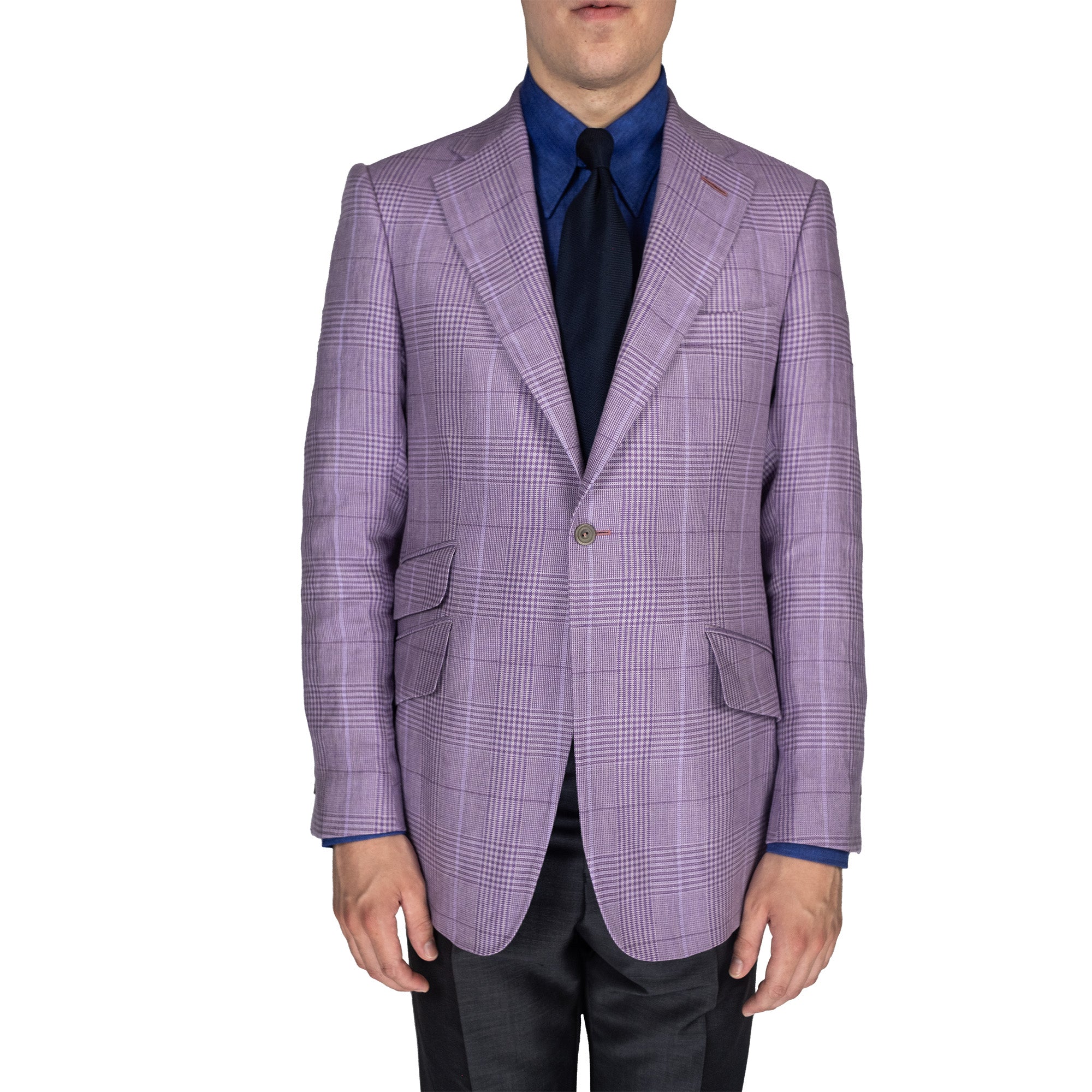 Jacket - Lilac-purple-pink checked linen by Maison Hellard (exclusive Flamant Rose)