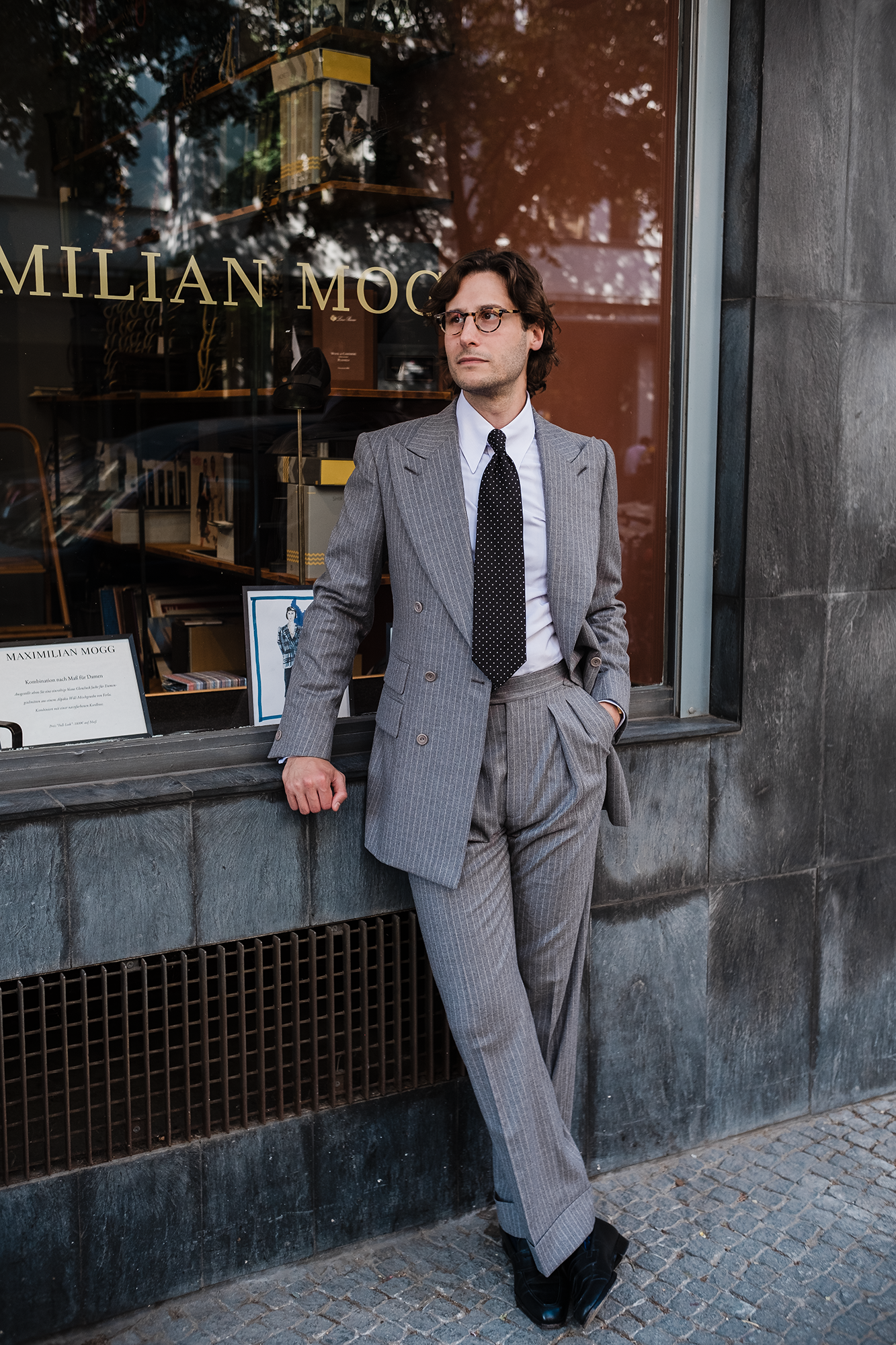 Anzug - Hellgrauer Kreidestreifen Flanell