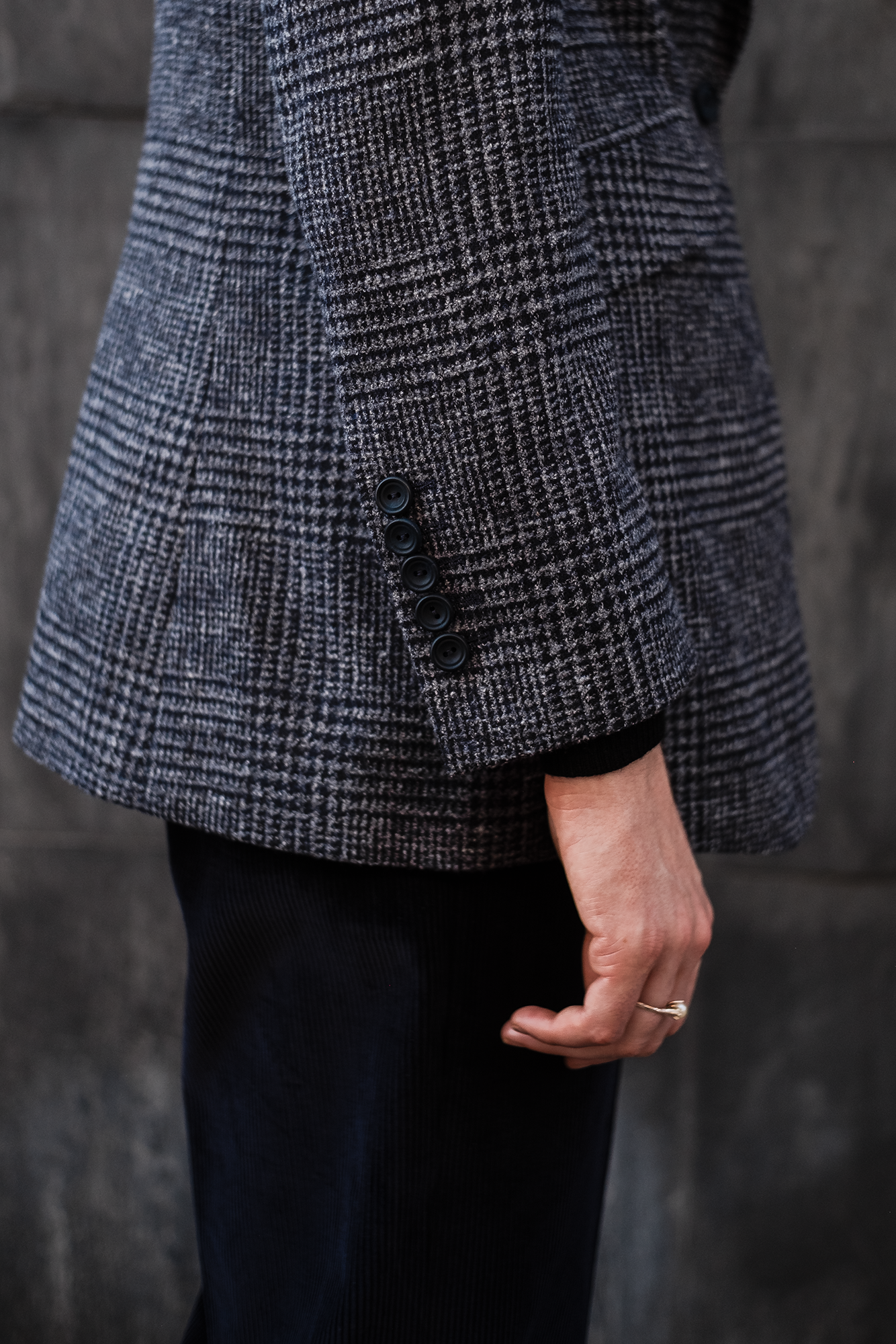 Jacke - Blaue Wolle-Leinen-Baumwolle-Alpaca Mischung von Ferla
