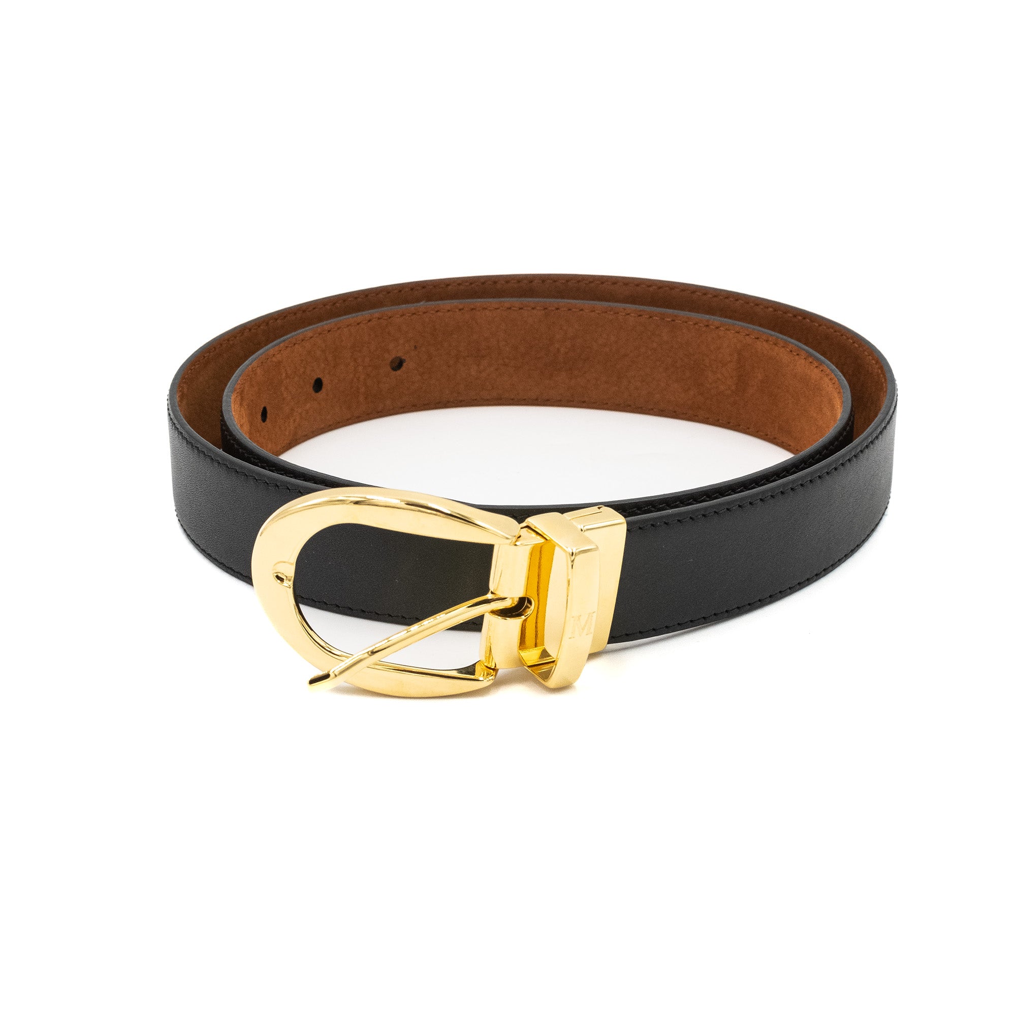 Reversible belt - black calfskin, brown suede