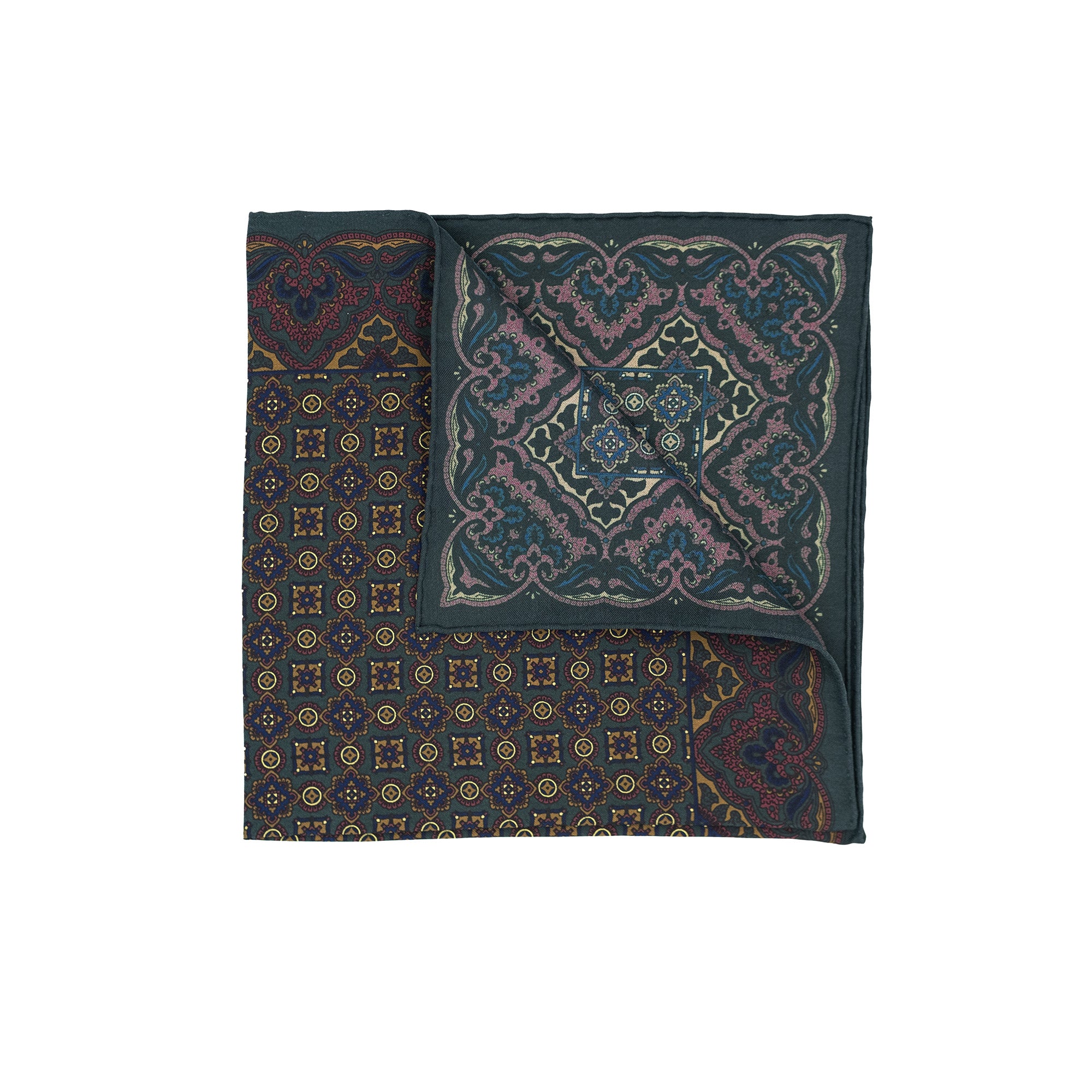 Pocket Square - Green Floral Pattern