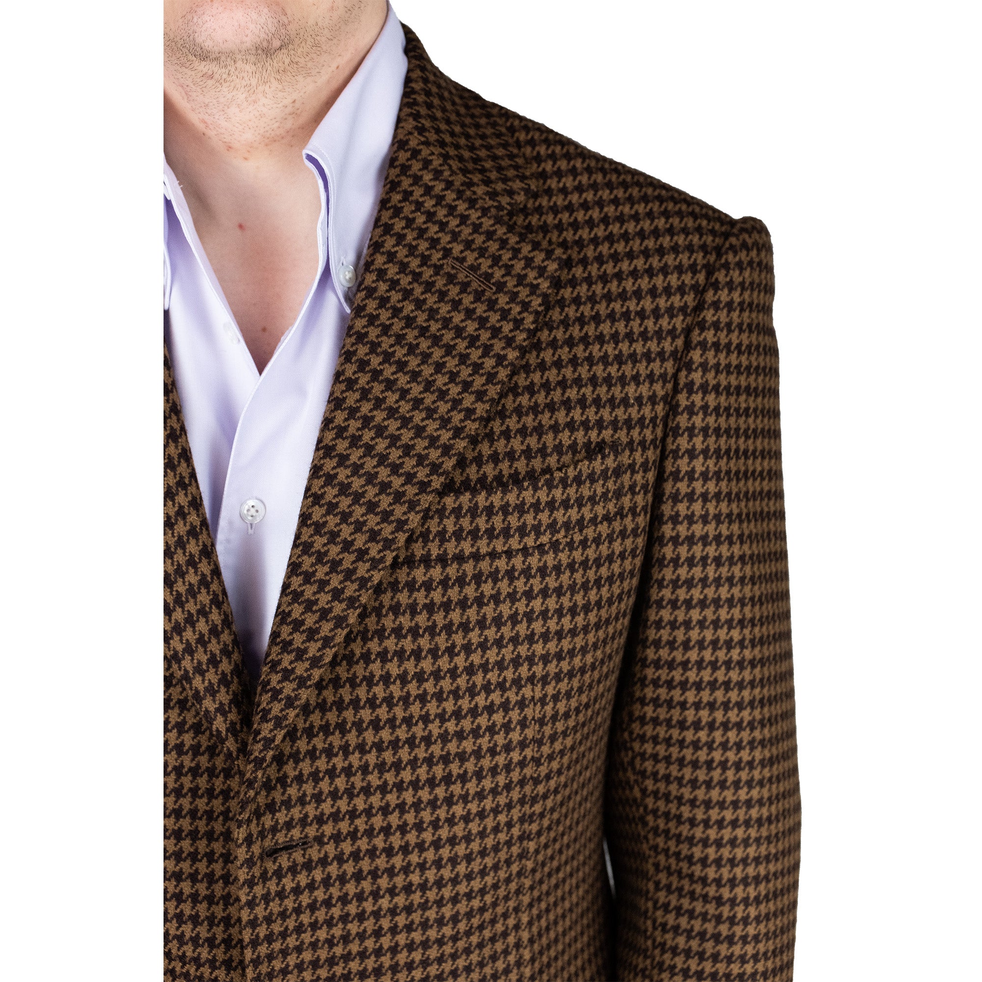 Jacket - Brown-Brown Houndstooth by Fox Brothers