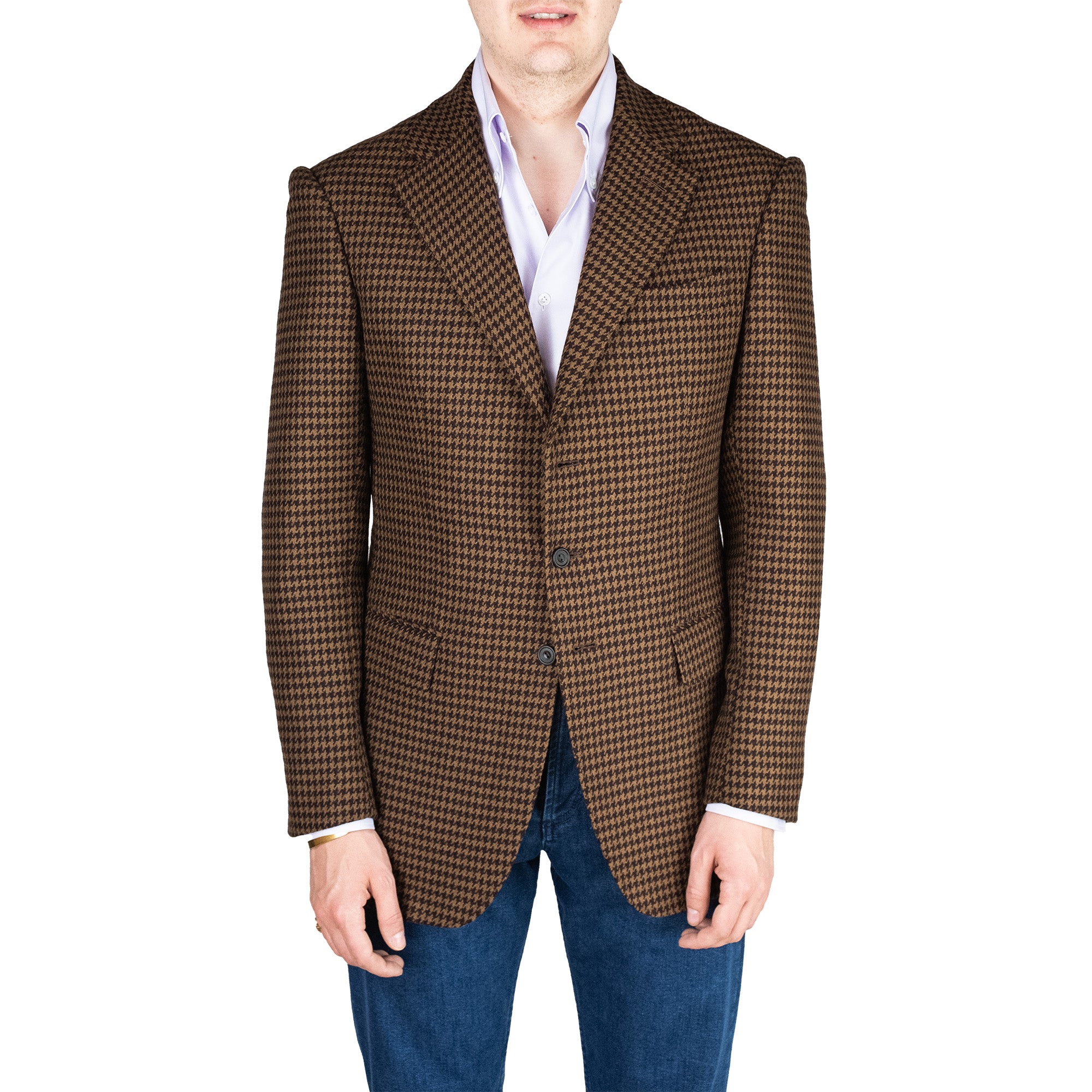 Jacket - Brown-Brown Houndstooth by Fox Brothers