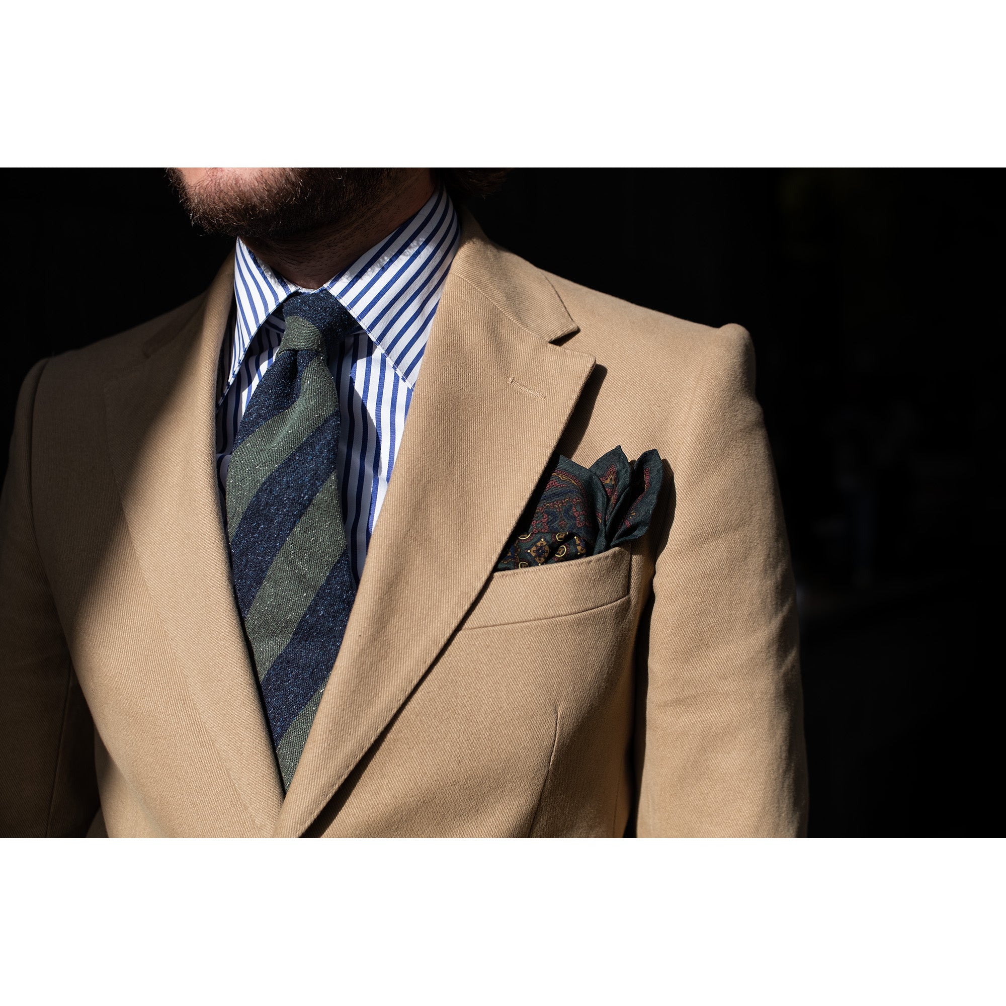 Pocket Square - Green Floral Pattern