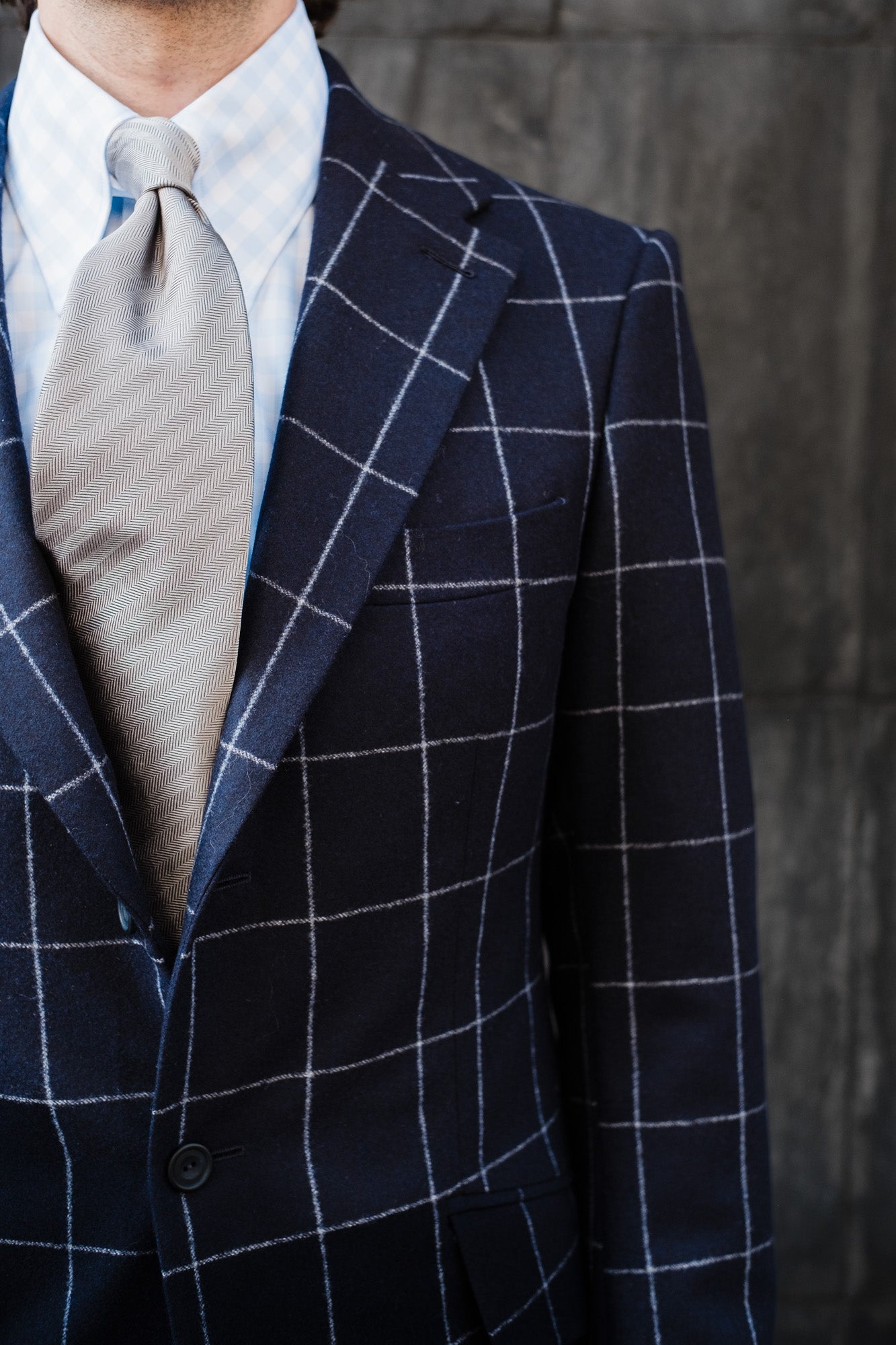 Hemd - Hellblauer Gingham Spearpoint-Tab