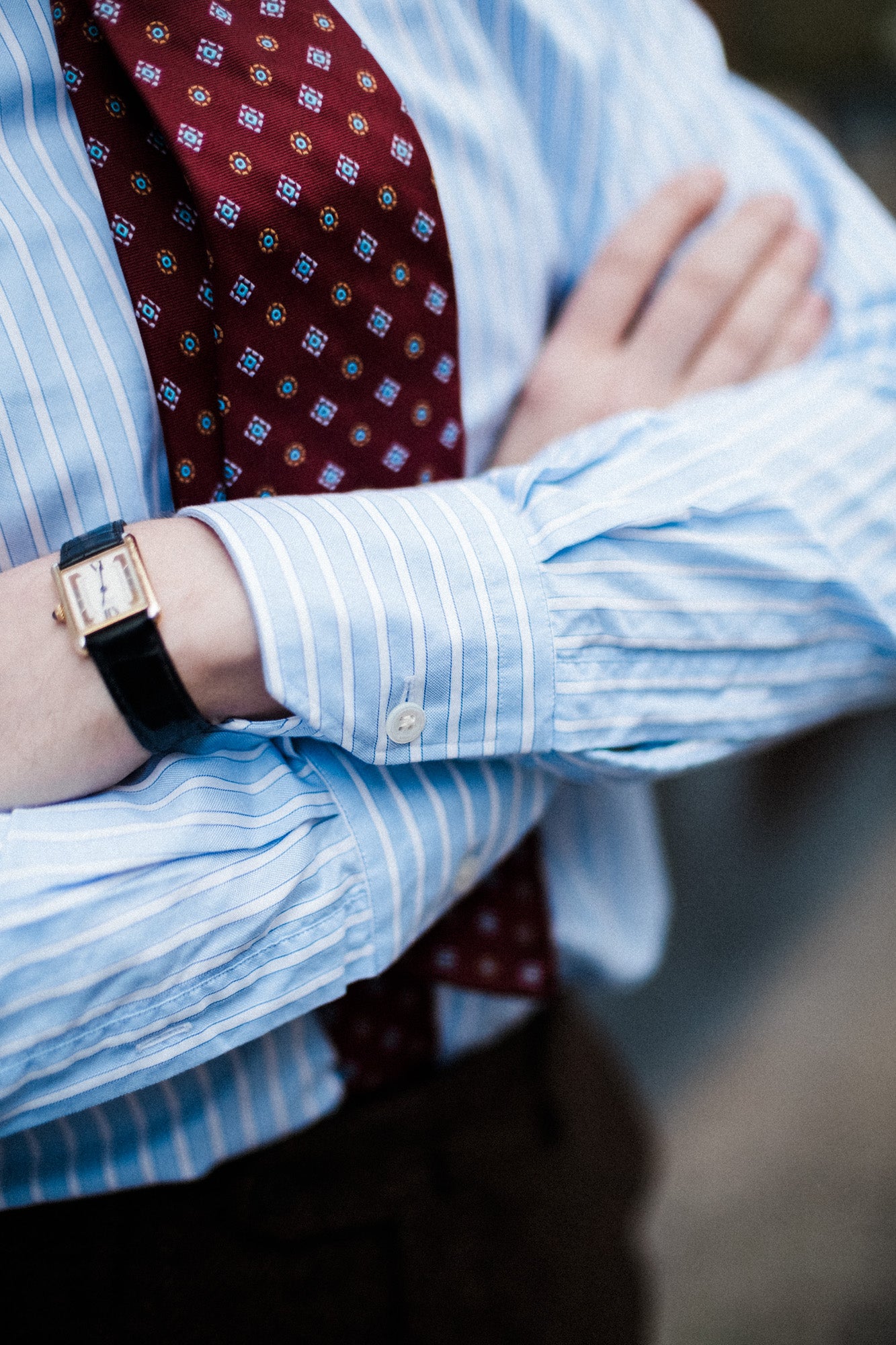 Shirt - Blue Multistripe Pinpoint Spearpoint-Tab