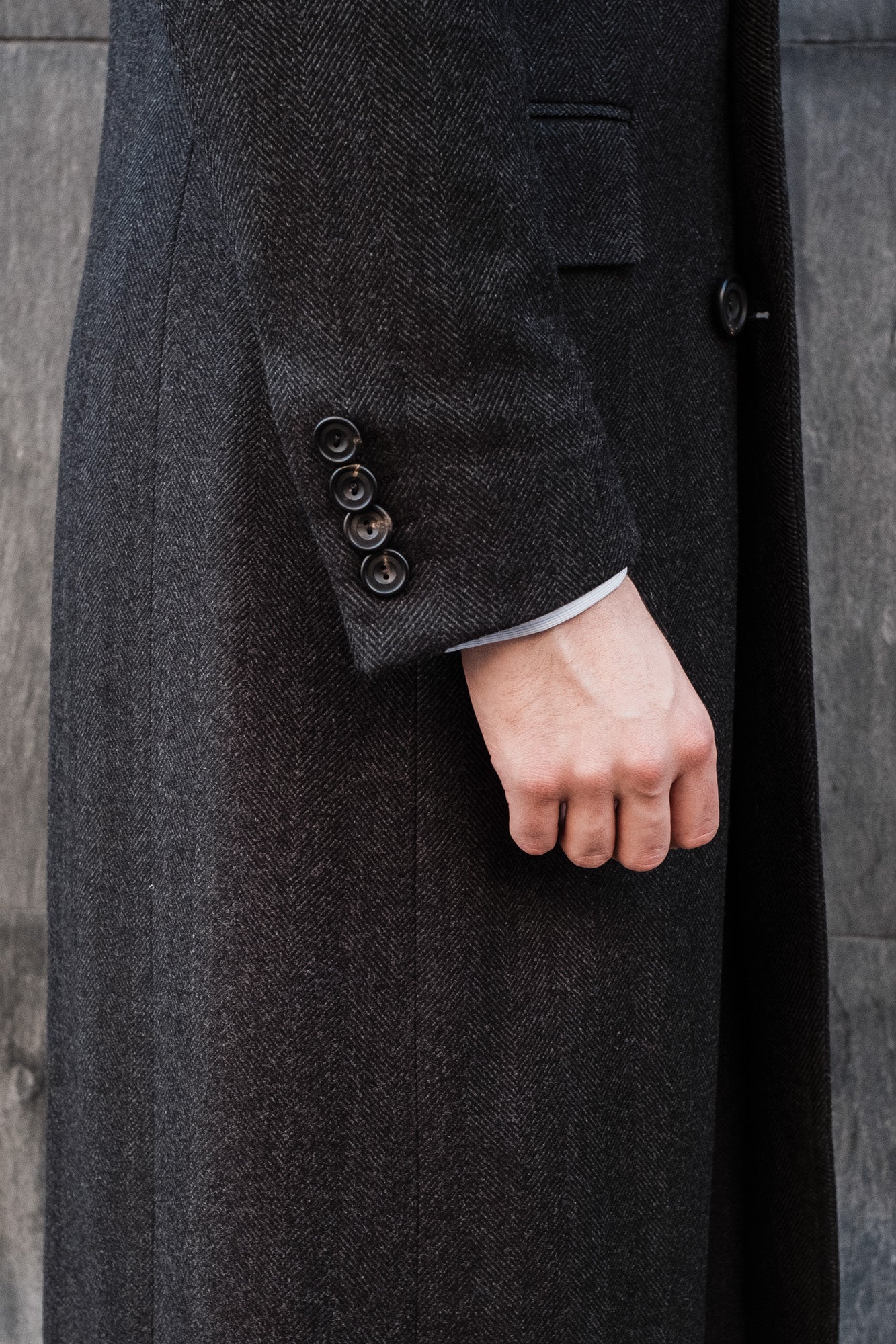 Mantel - Dunkelgrauer Herringbone von Loro Piana