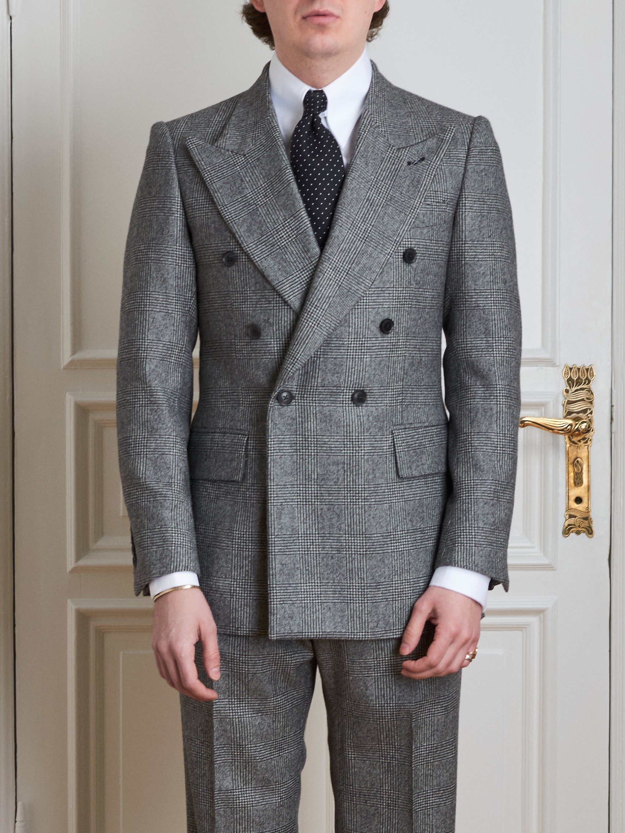 Anzug - Grau-schwarzer Glencheck Flanell