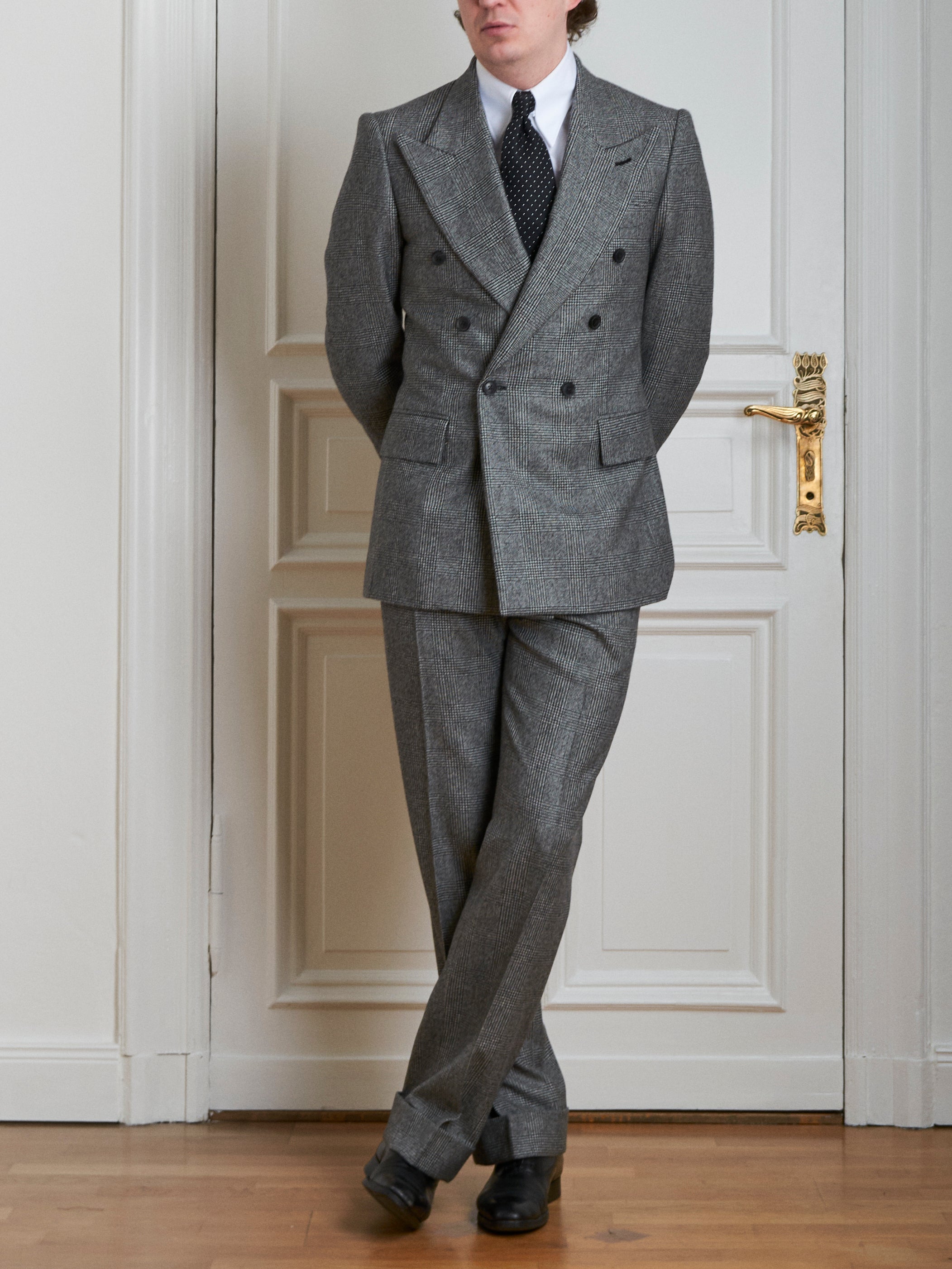 Anzug - Grau-schwarzer Glencheck Flanell
