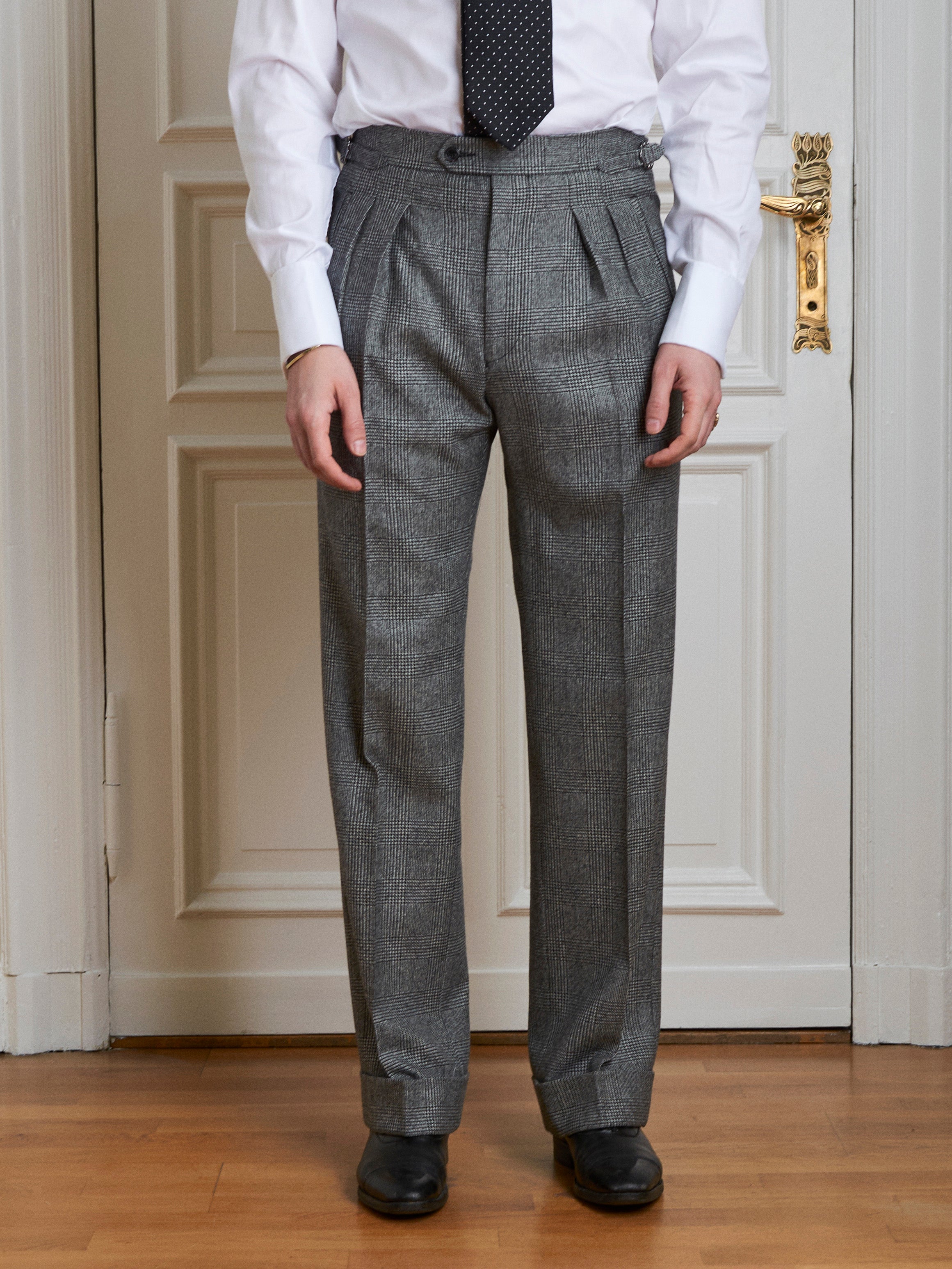 Anzug - Grau-schwarzer Glencheck Flanell