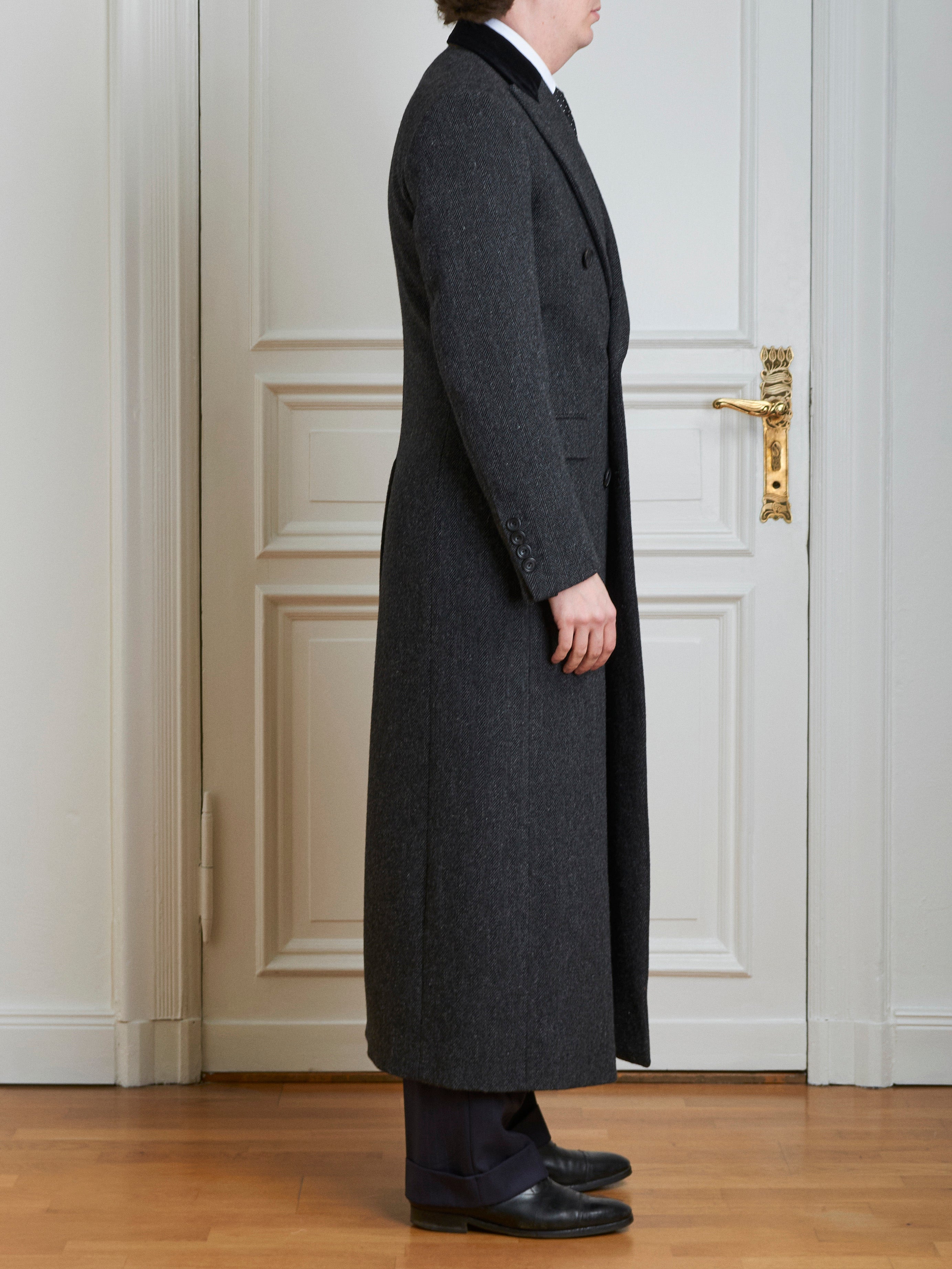 Overcoat - Charcoal Herringbone – Maximilian Mogg