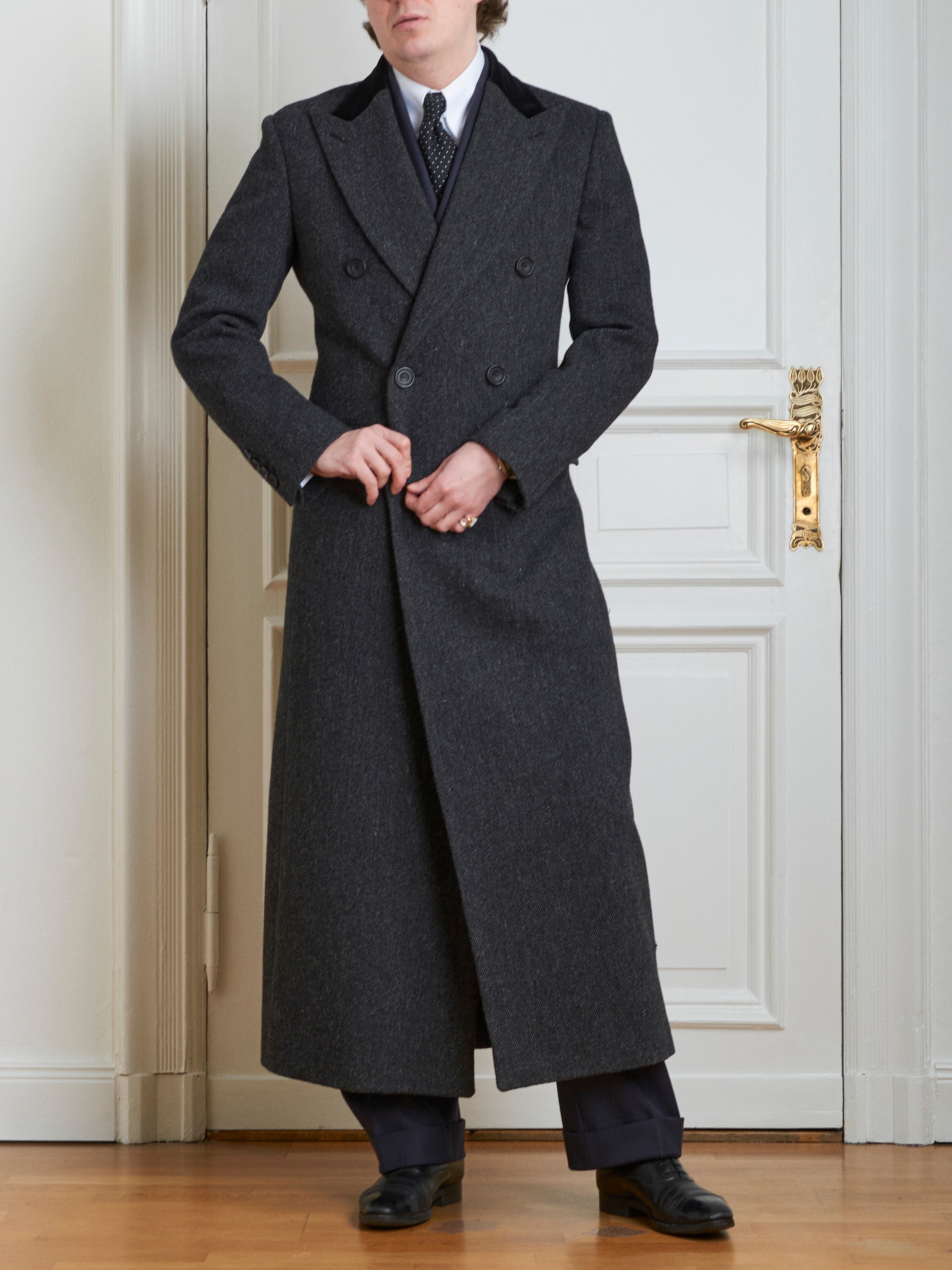 Mantel - Dunkelgrauer Herringbone