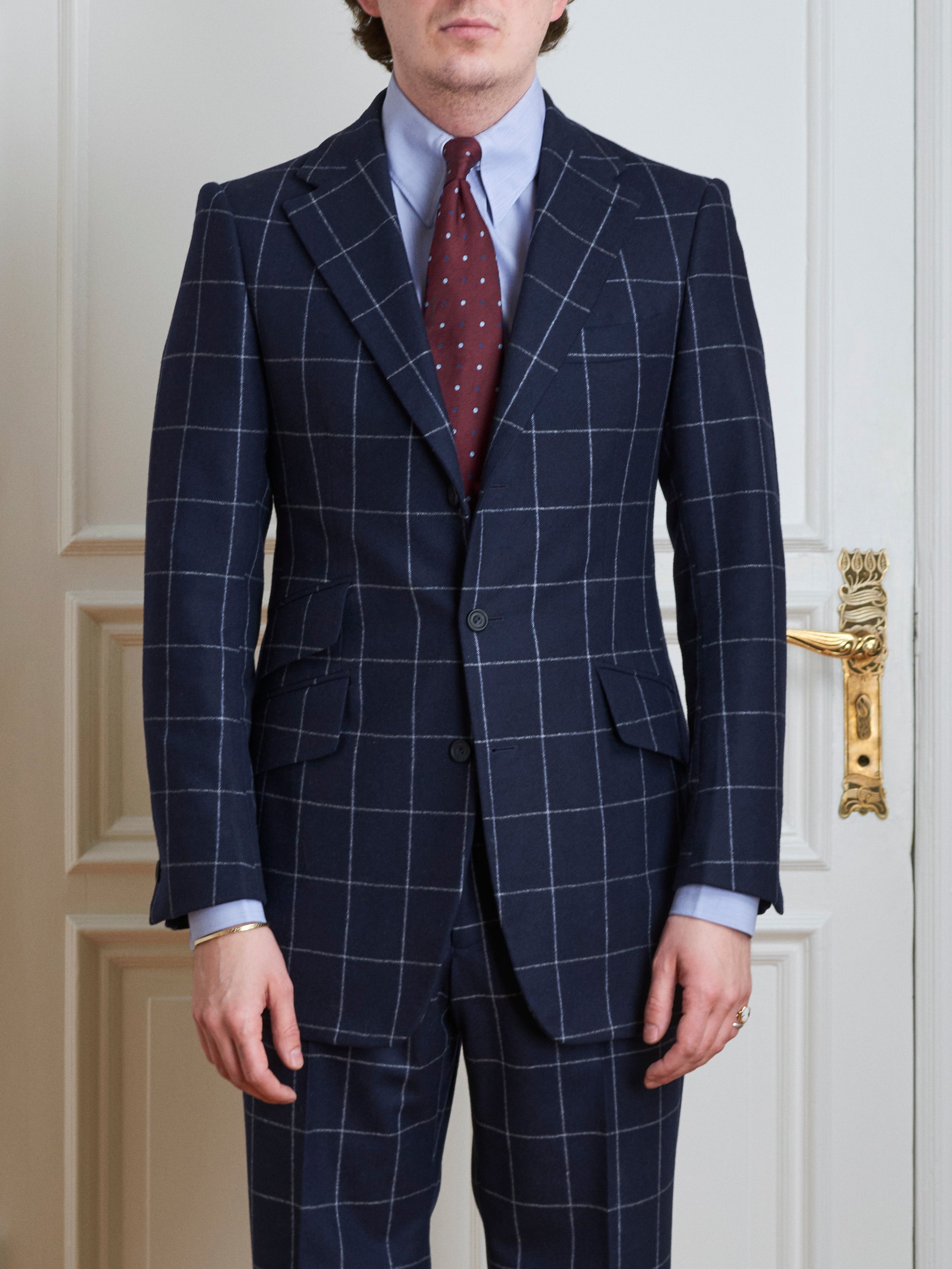 Anzug - Navy Windowpane Flanell