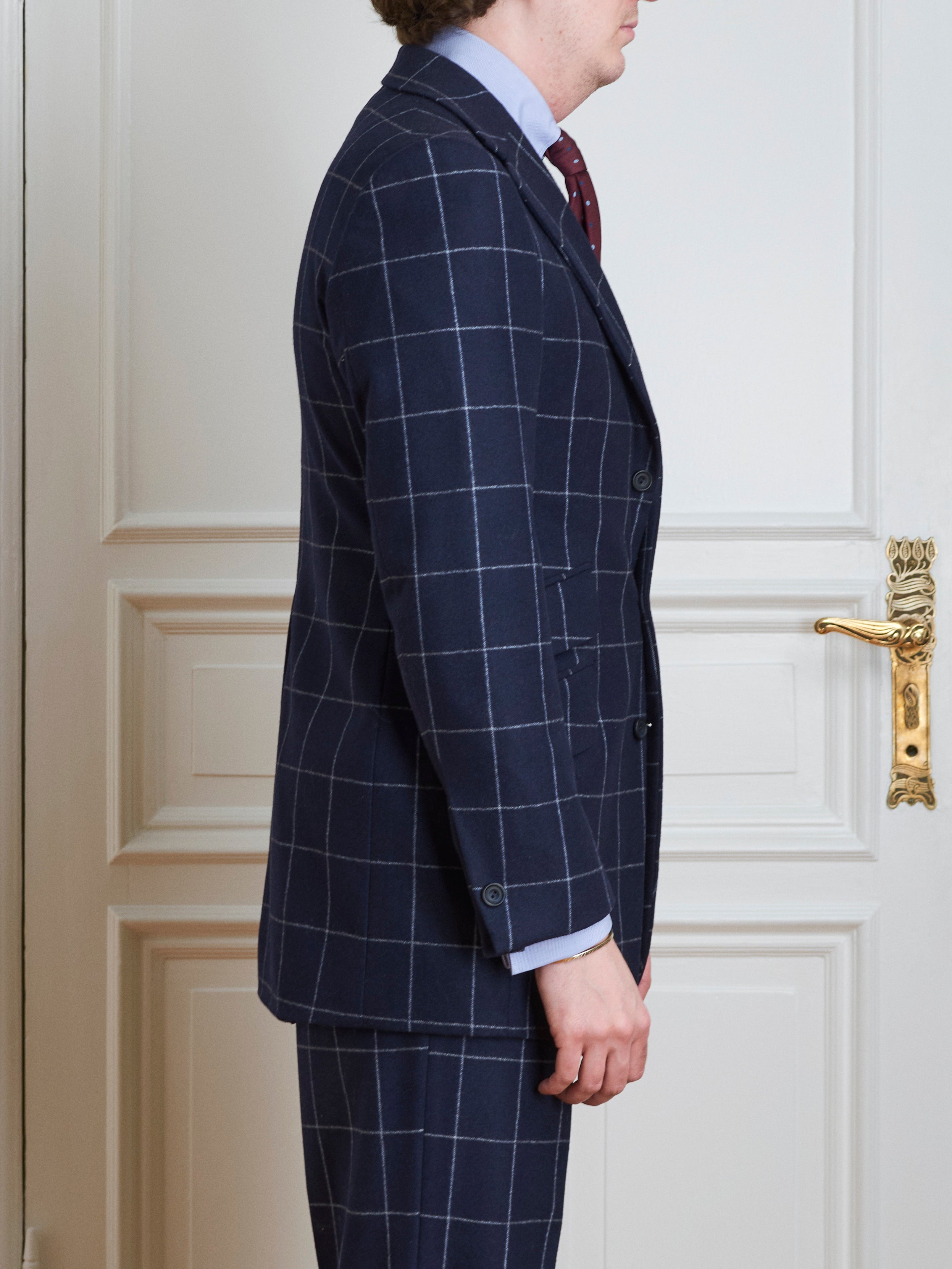 Suit - navy windowpane flannel