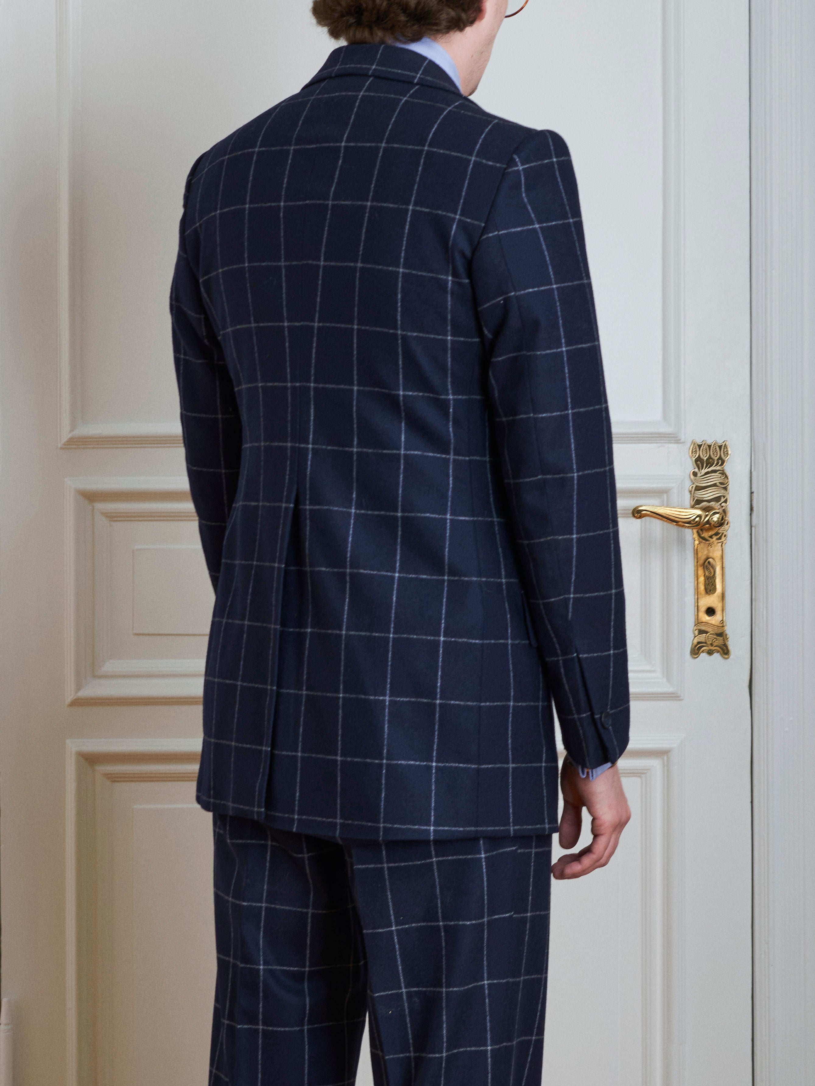 Suit - navy windowpane flannel