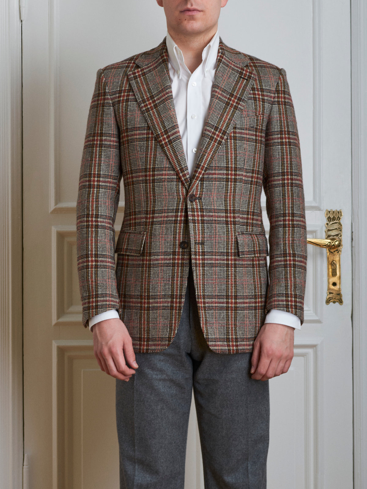 Jacke - Beige-braun-orange Multicheck-Tweed von Fox Brothers