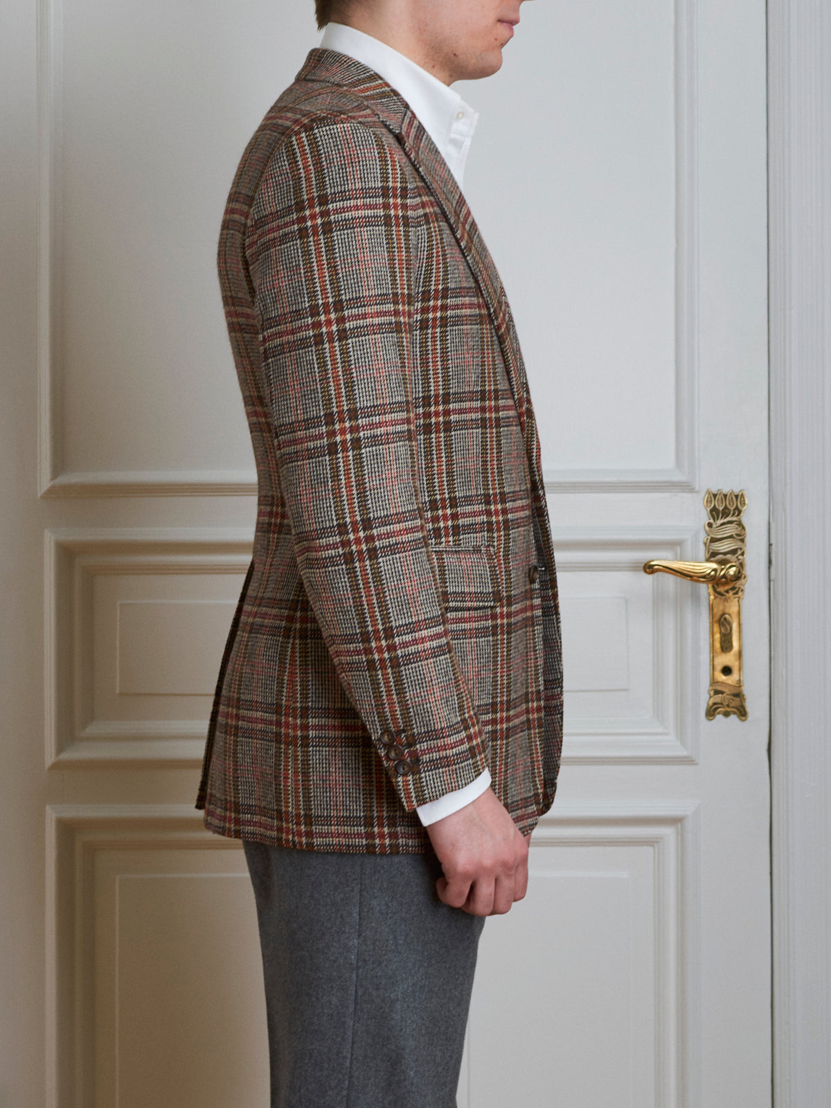 Jacke - Beige-braun-orange Multicheck-Tweed von Fox Brothers