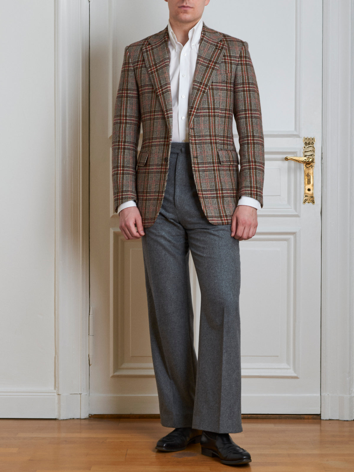 Jacke - Beige-braun-orange Multicheck-Tweed von Fox Brothers