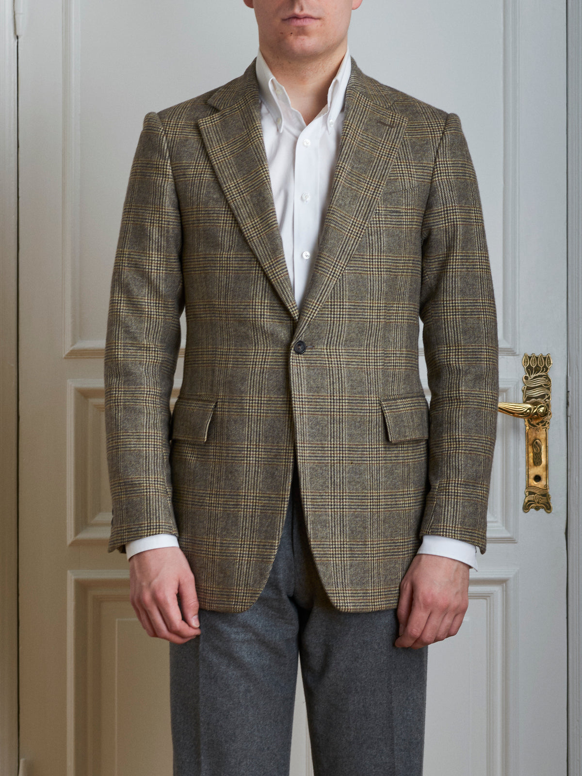 Jacket - Beige-brown Multicheck Wool-Cashmere-Blend
