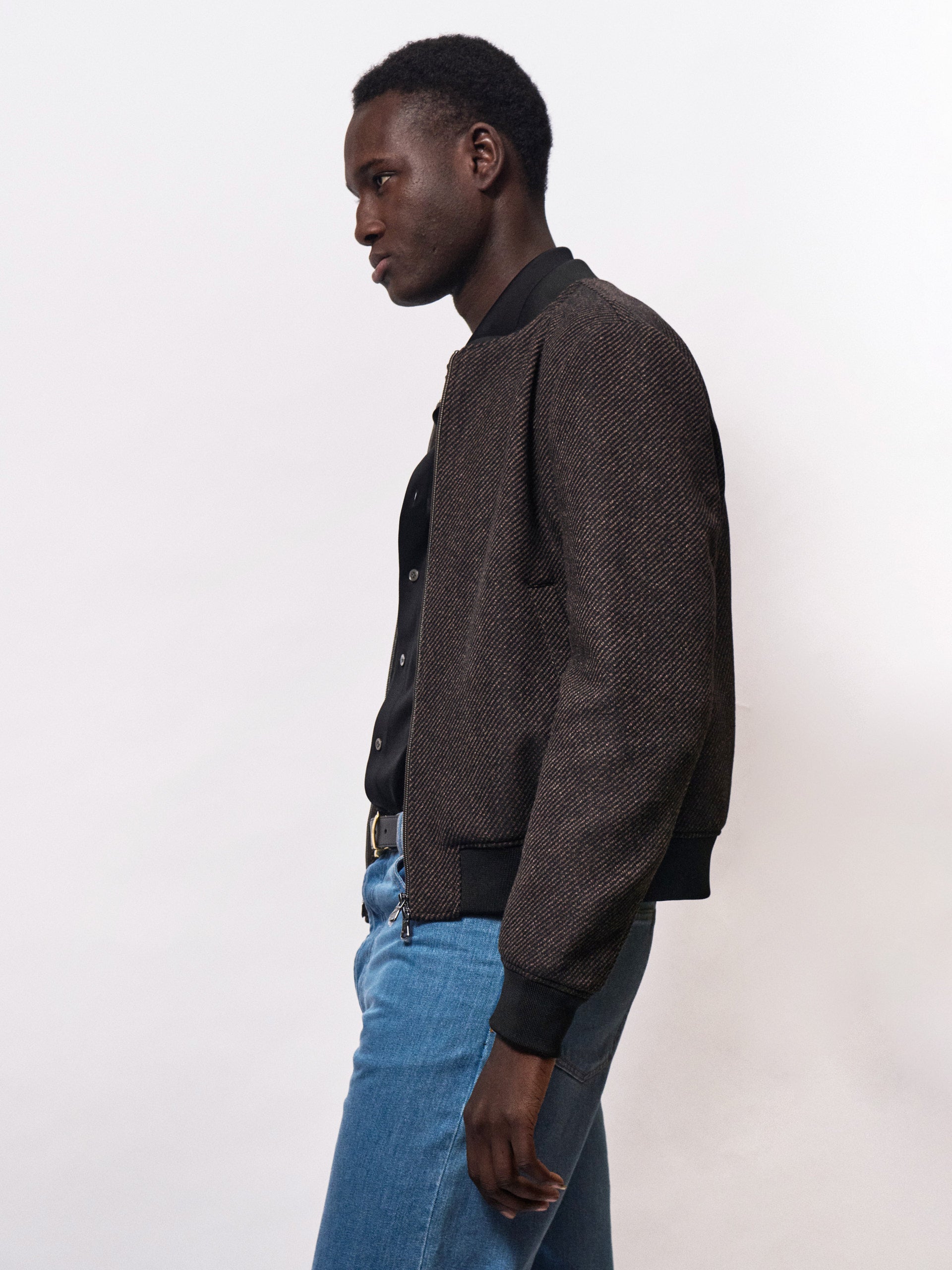 Blouson - Braun-Schwarzer Wolltwill