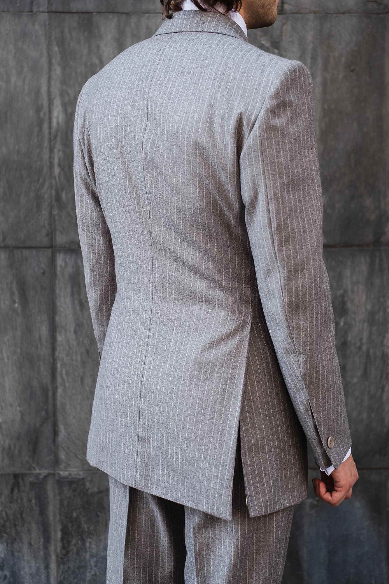 Suit - ligth-grey chalkstripe flannel