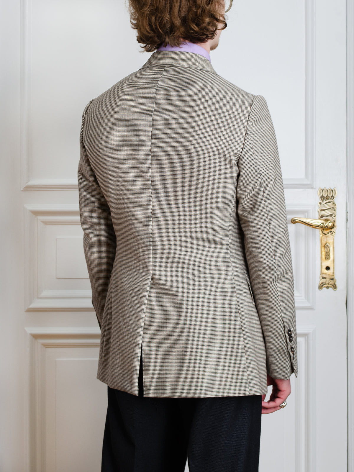 Jacke - Beige Puppytooth von Fox Brothers