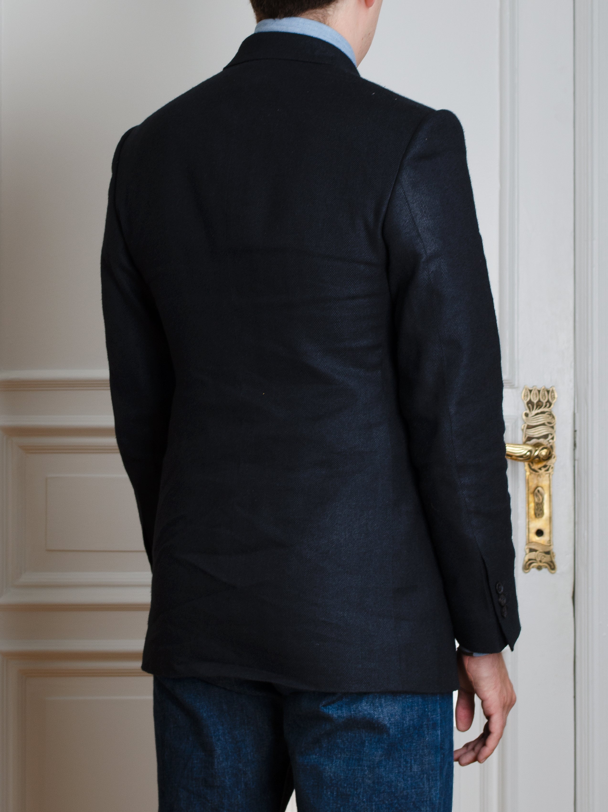 Jacket - Black herringbone linen-silk-blend