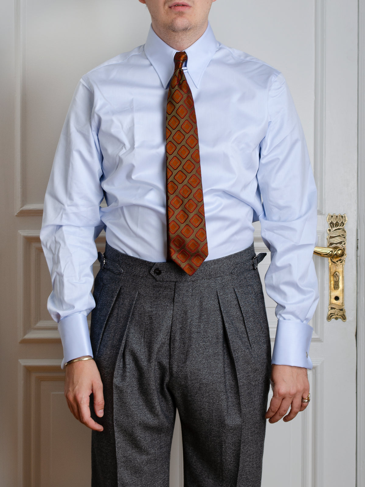 Hemd - Hellblauer Twill Spearpoint-Tab