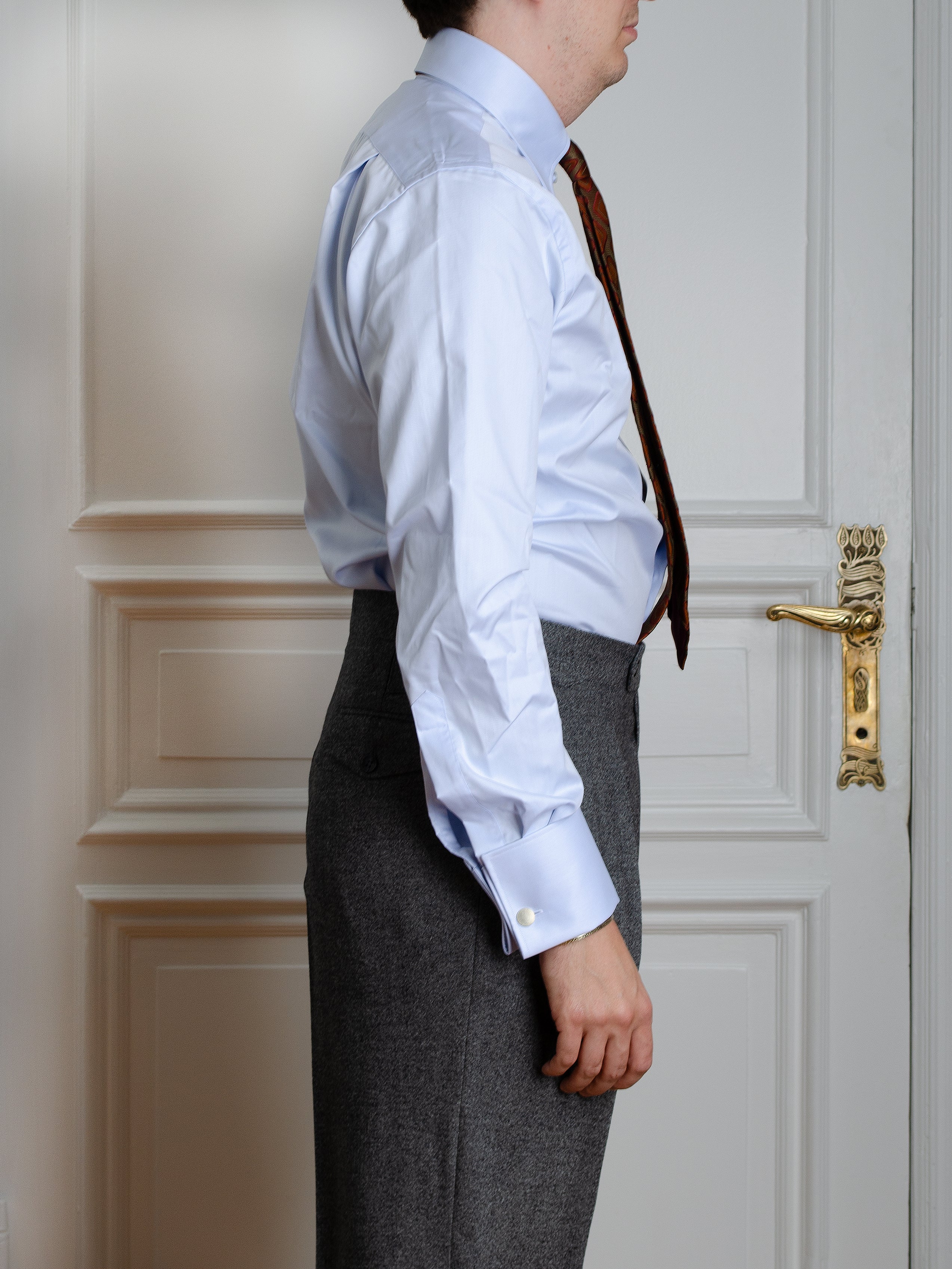 Hemd - Hellblauer Twill Spearpoint-Tab