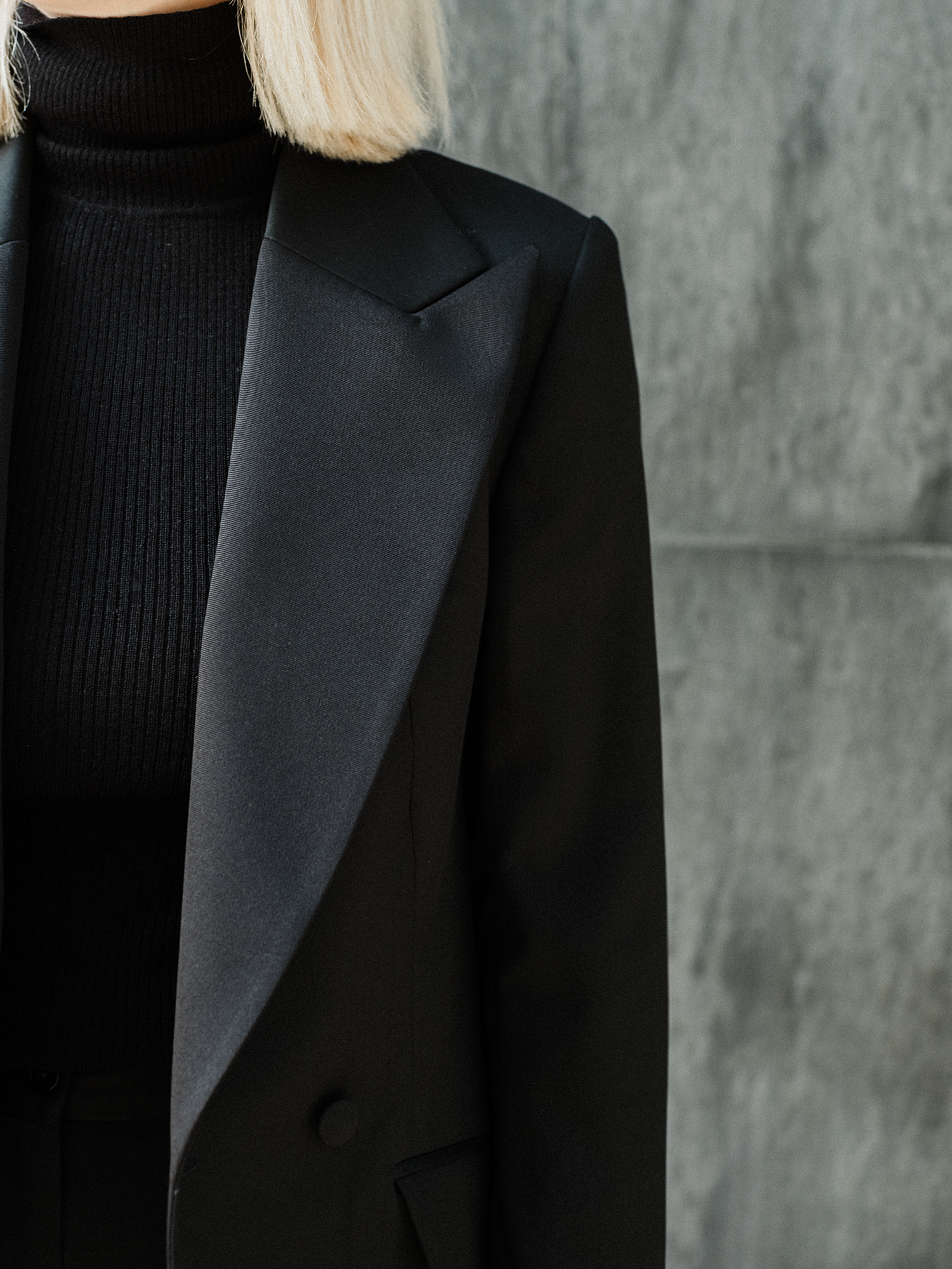 Smoking - Schwarze Wolle-Mohair-Mischung