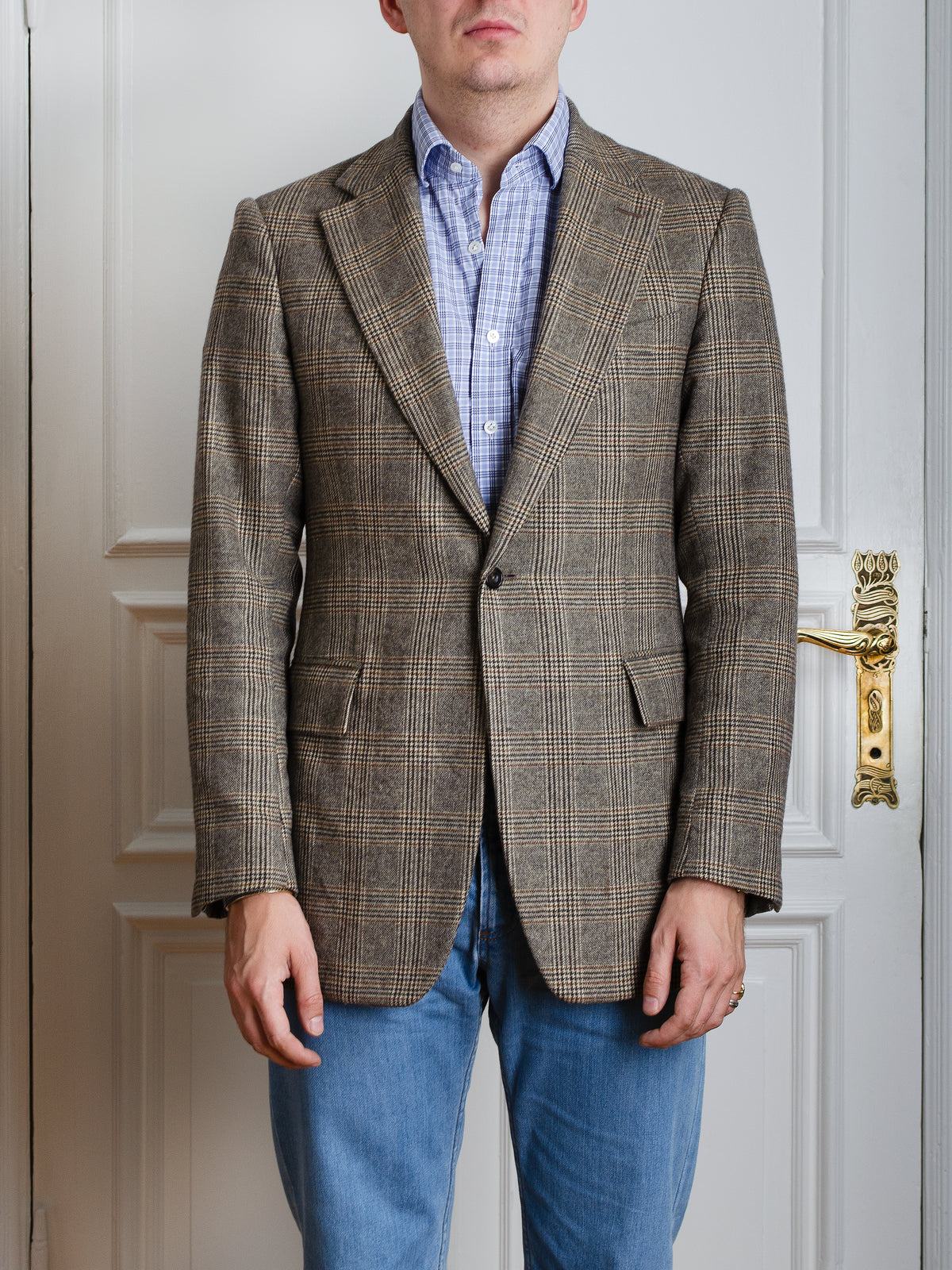 Jacket - Beige-brown Multicheck Wool-Cashmere-Blend