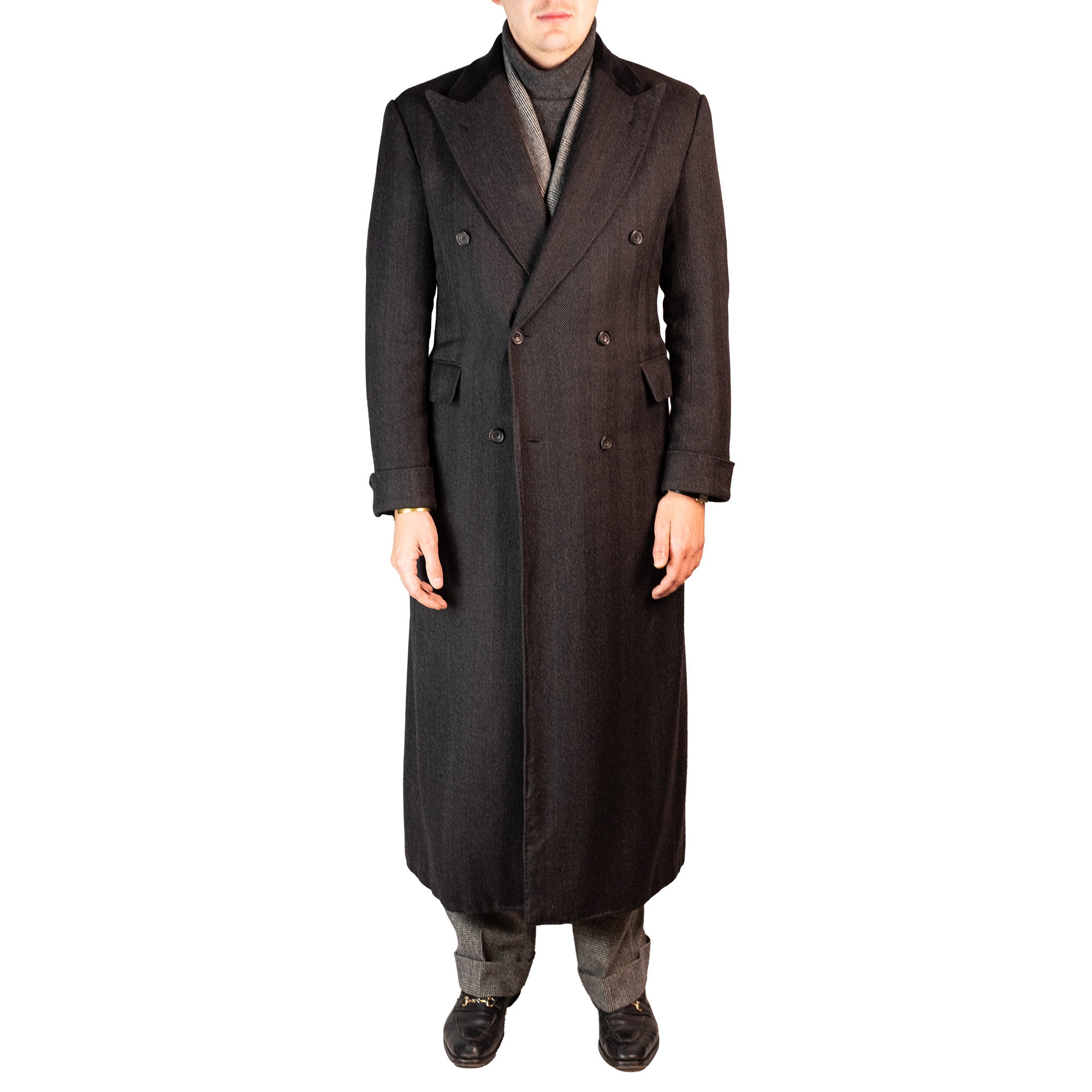 Overcoat - Charcoal Herringbone by Loro Piana