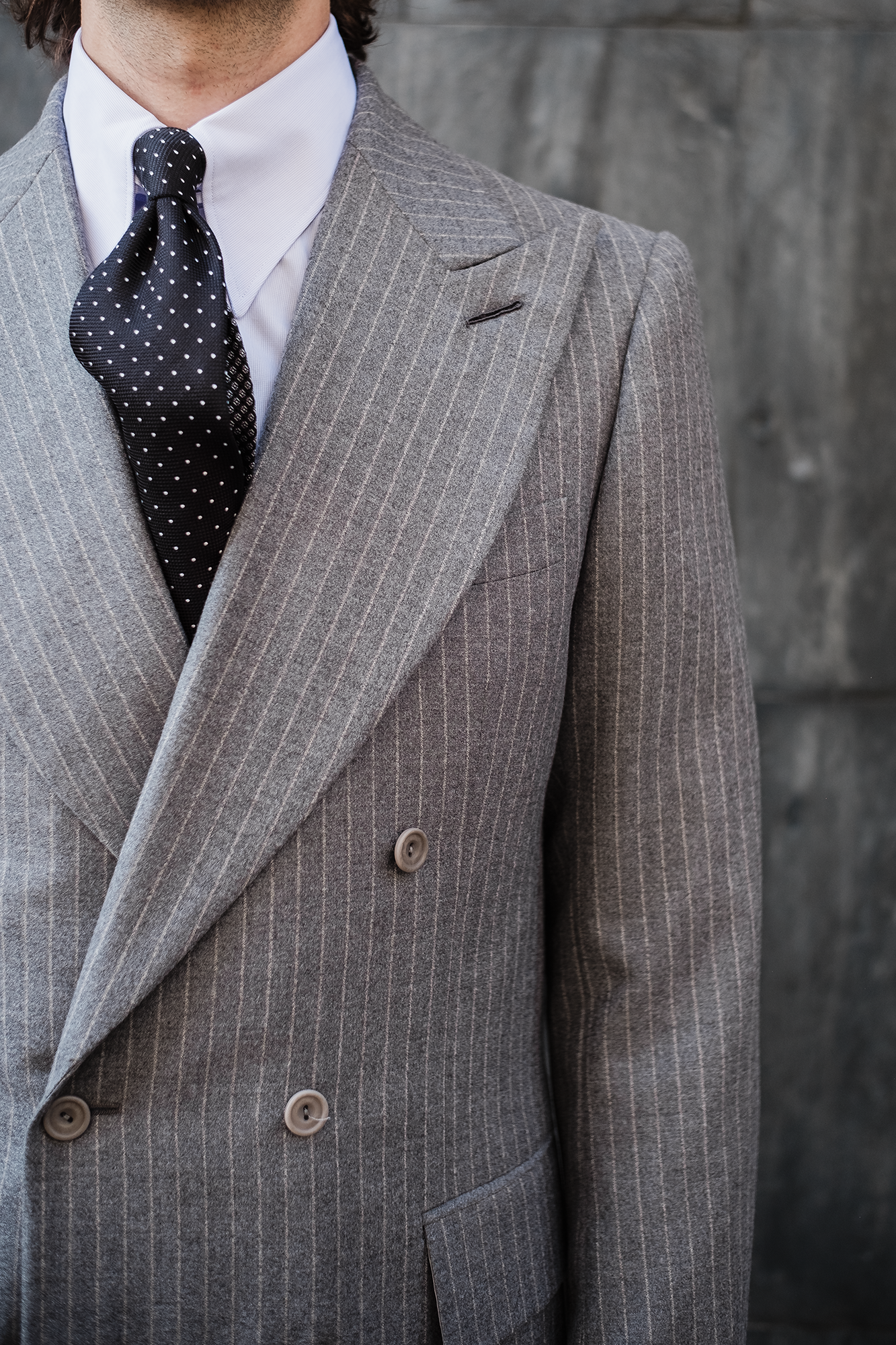 Suit - ligth-grey chalkstripe flannel