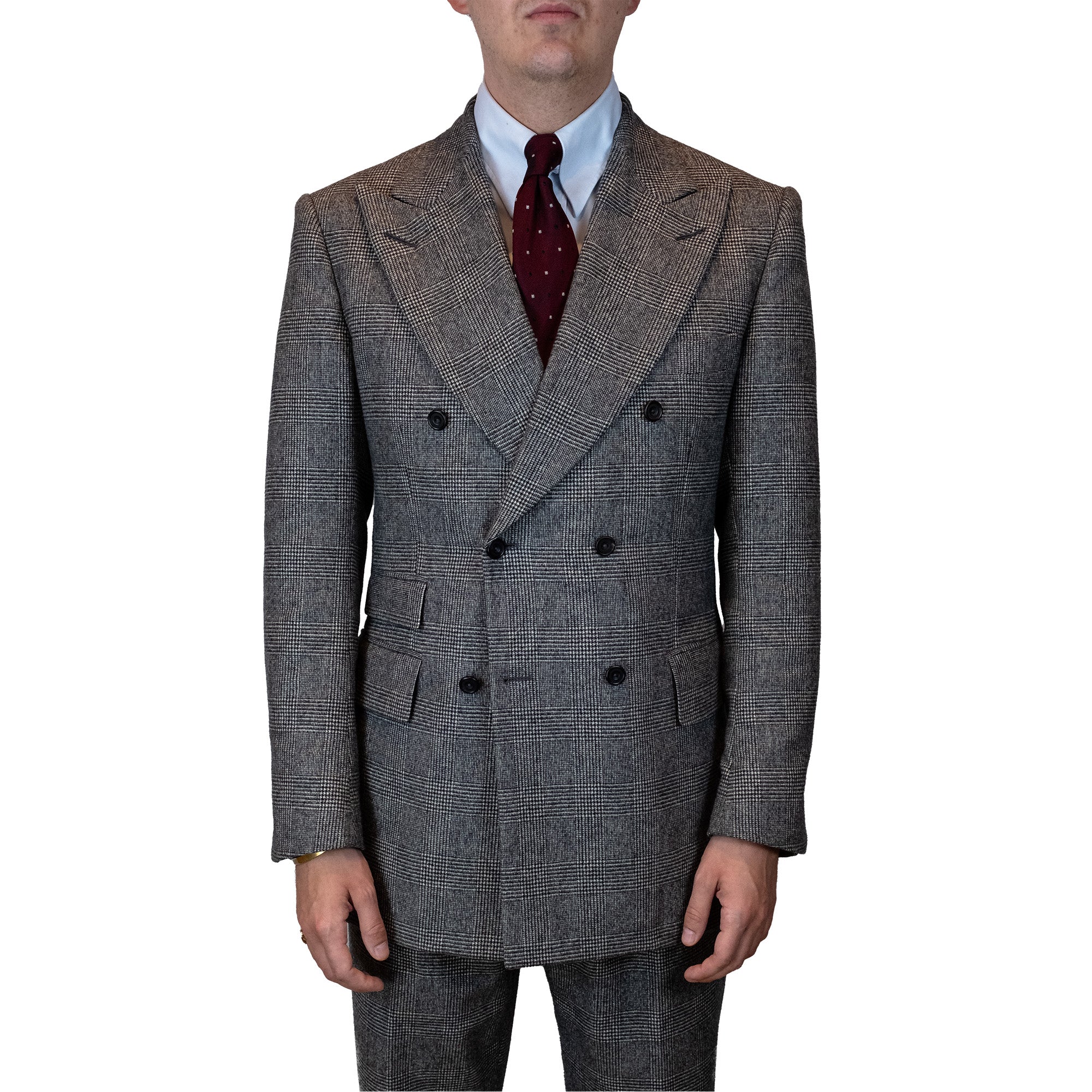 Anzug - Grau-schwarzer Glencheck Flanell von Fox Brothers