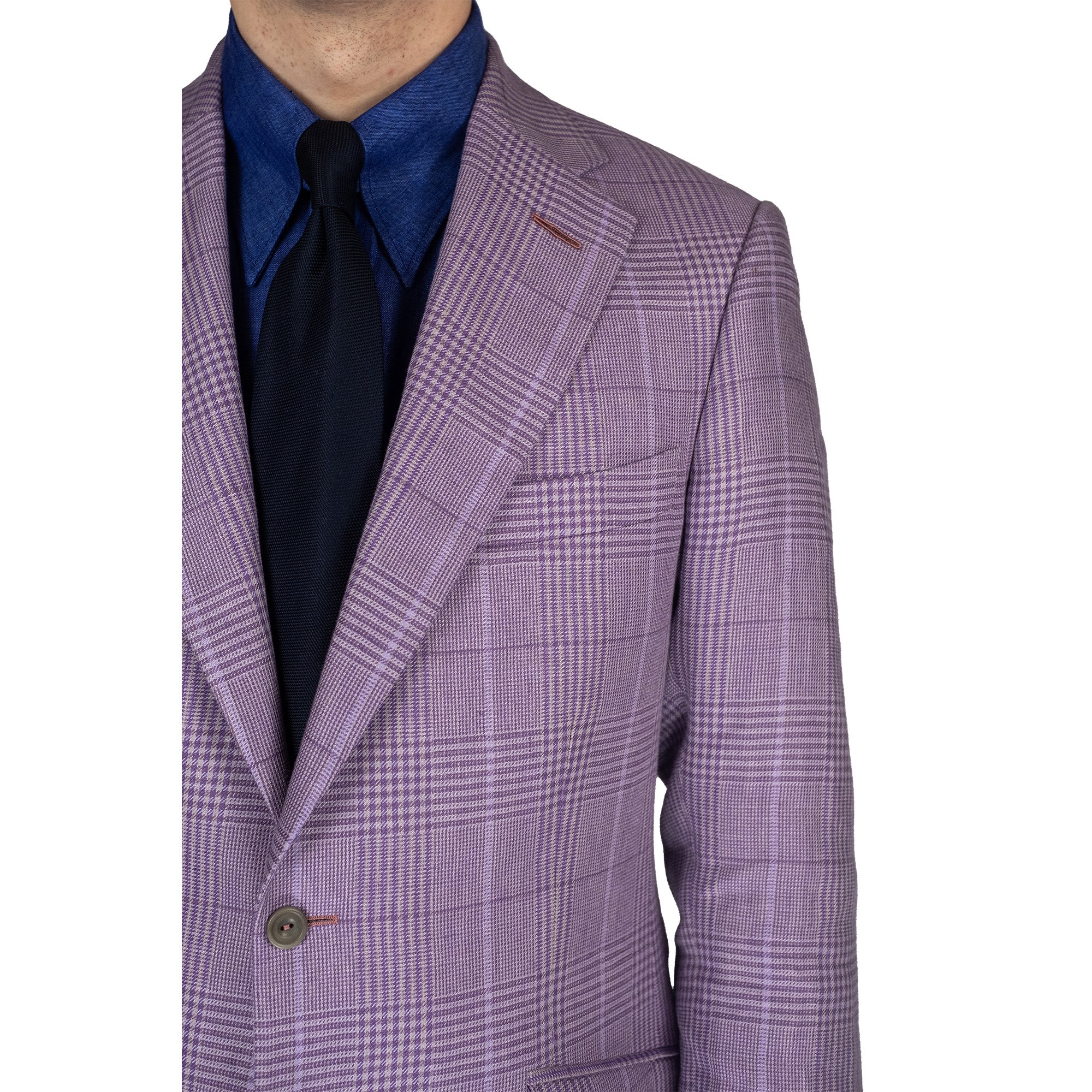 Jacket - Lilac-purple-pink checked linen by Maison Hellard (exclusive Flamant Rose)