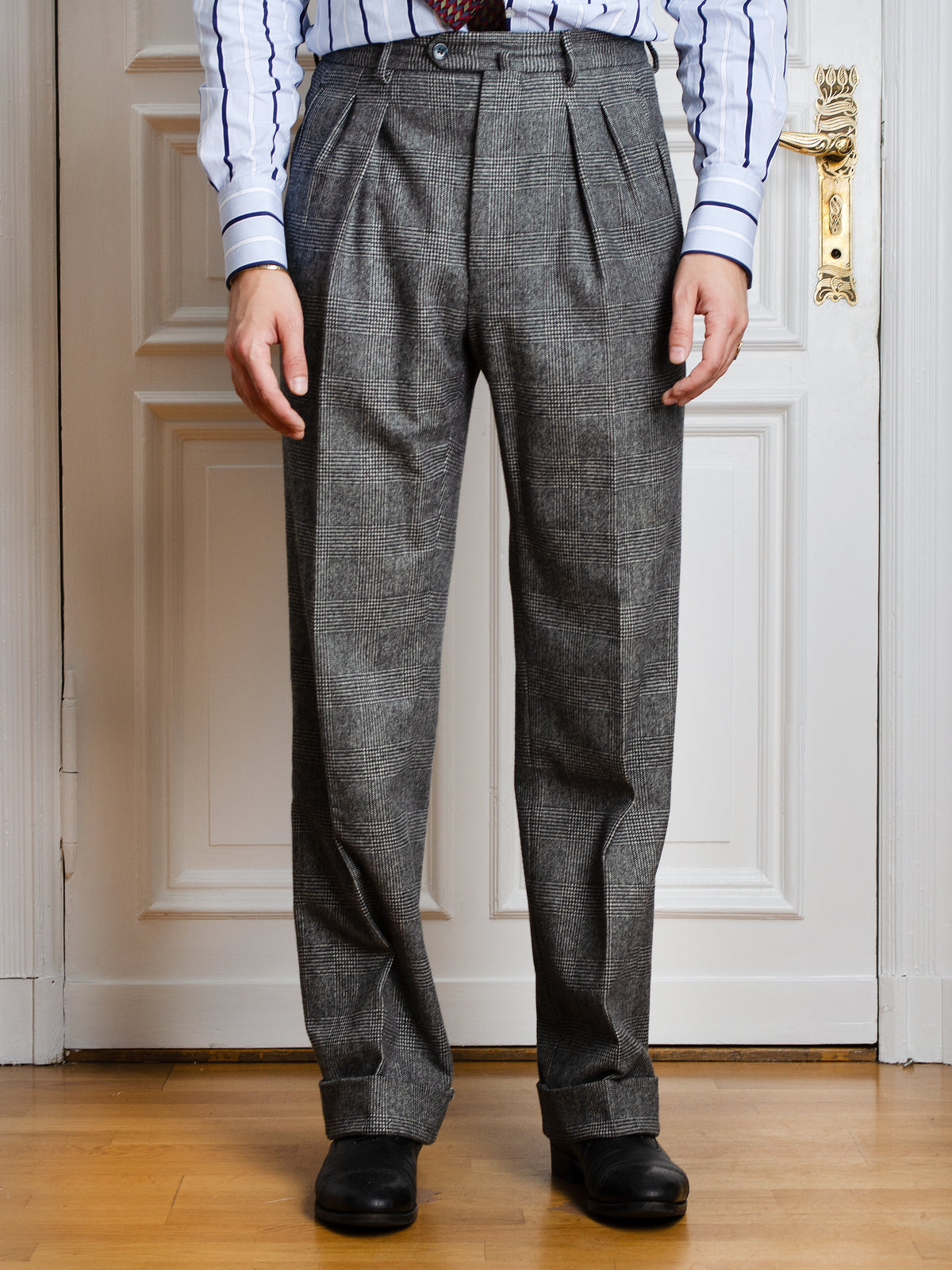 Suit - Black-on-grey Glencheck by Fox Brothers