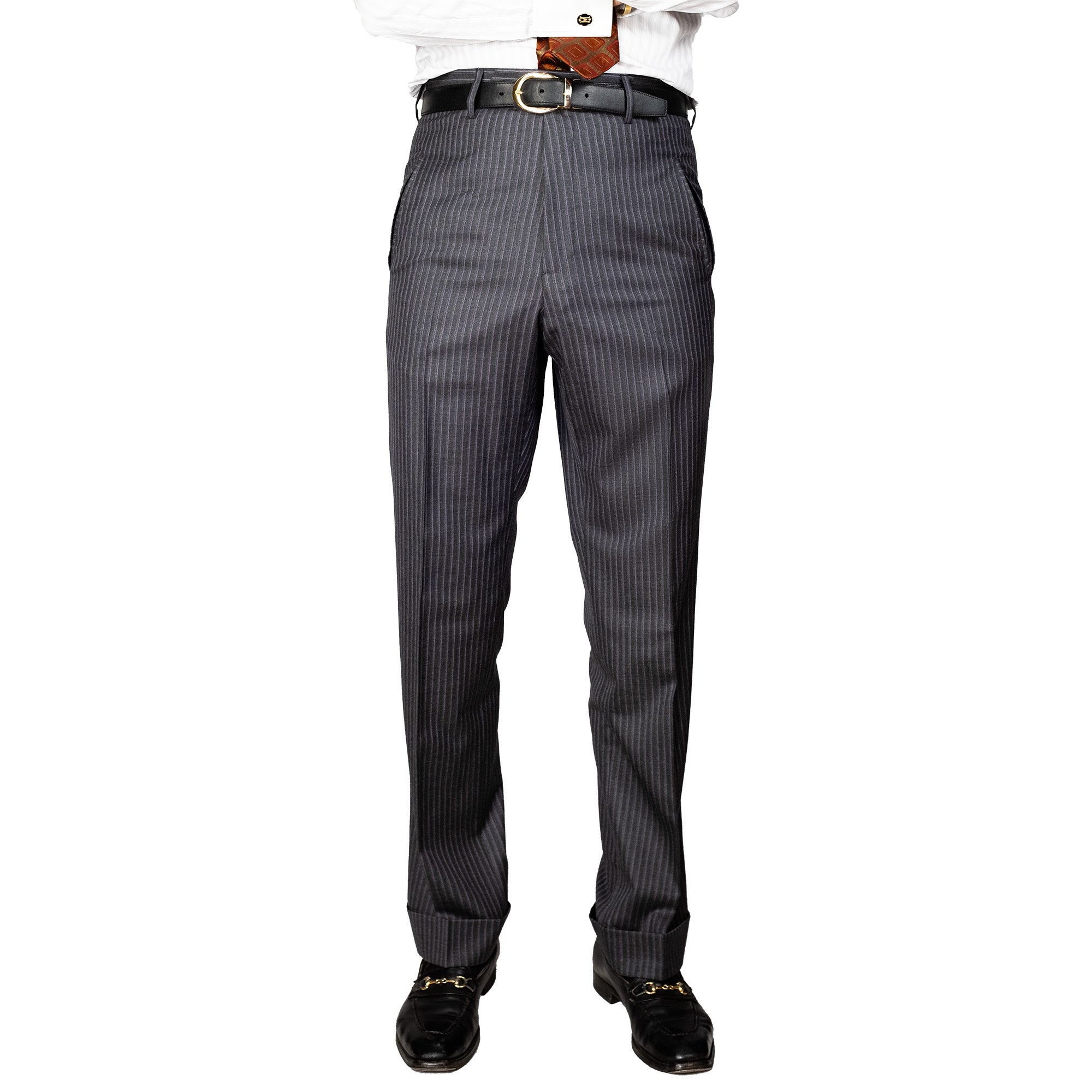 Suit (fully-handmade) - Dark grey multi-stripe (S140)