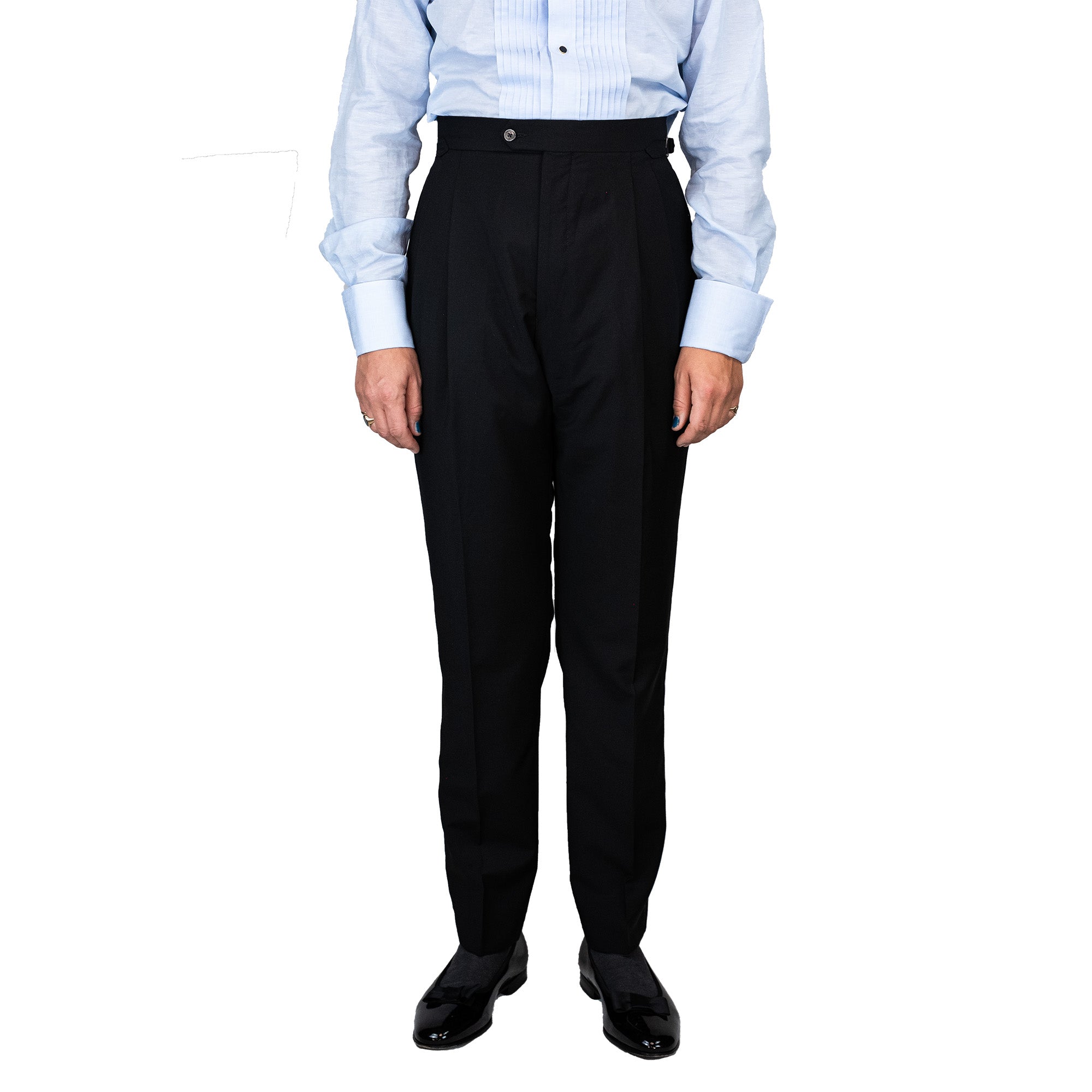 Evening trousers - Black wool-mohair blend