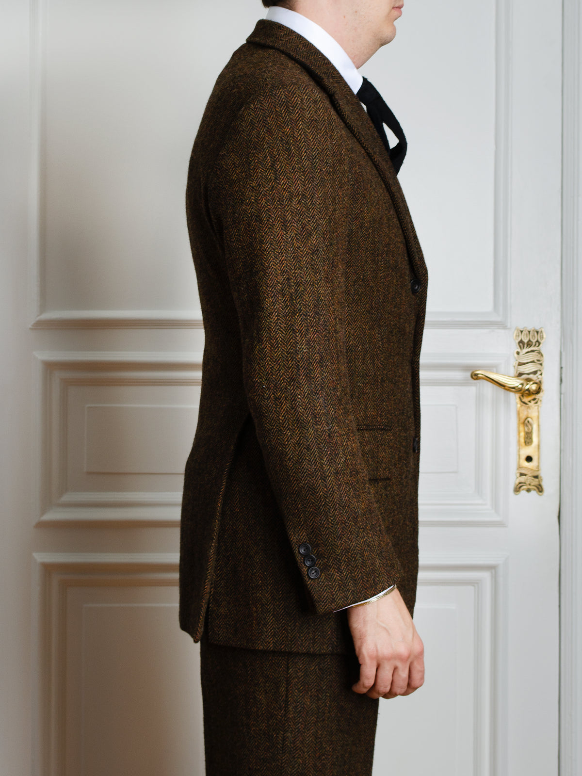 Anzug - Braun-schwarzer Herringbone-Tweed