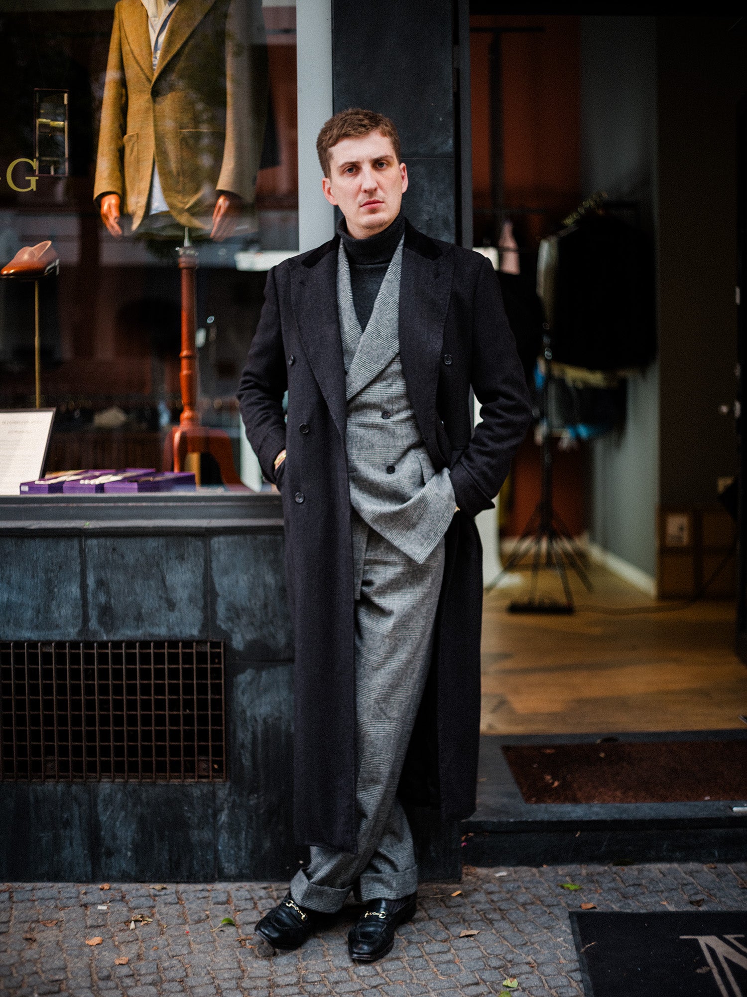 Overcoat - Charcoal Herringbone by Loro Piana