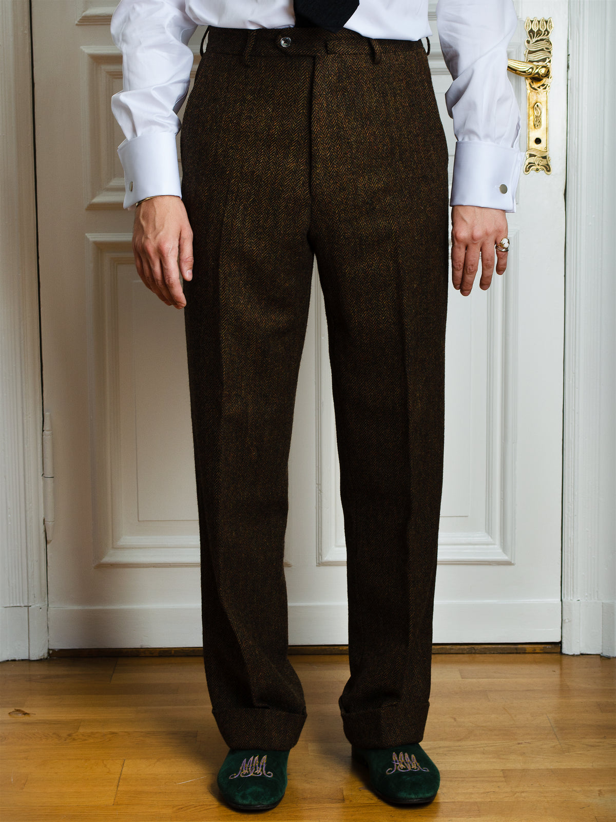 Anzug - Braun-schwarzer Herringbone-Tweed