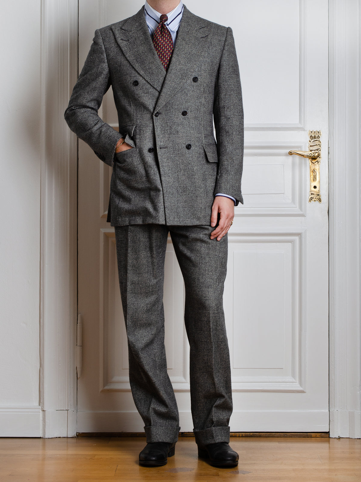 Suit - Black-on-grey Glencheck by Fox Brothers